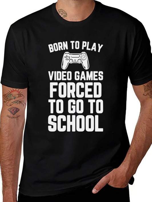 Born to Play Video Games Funny Black Graphic Tee