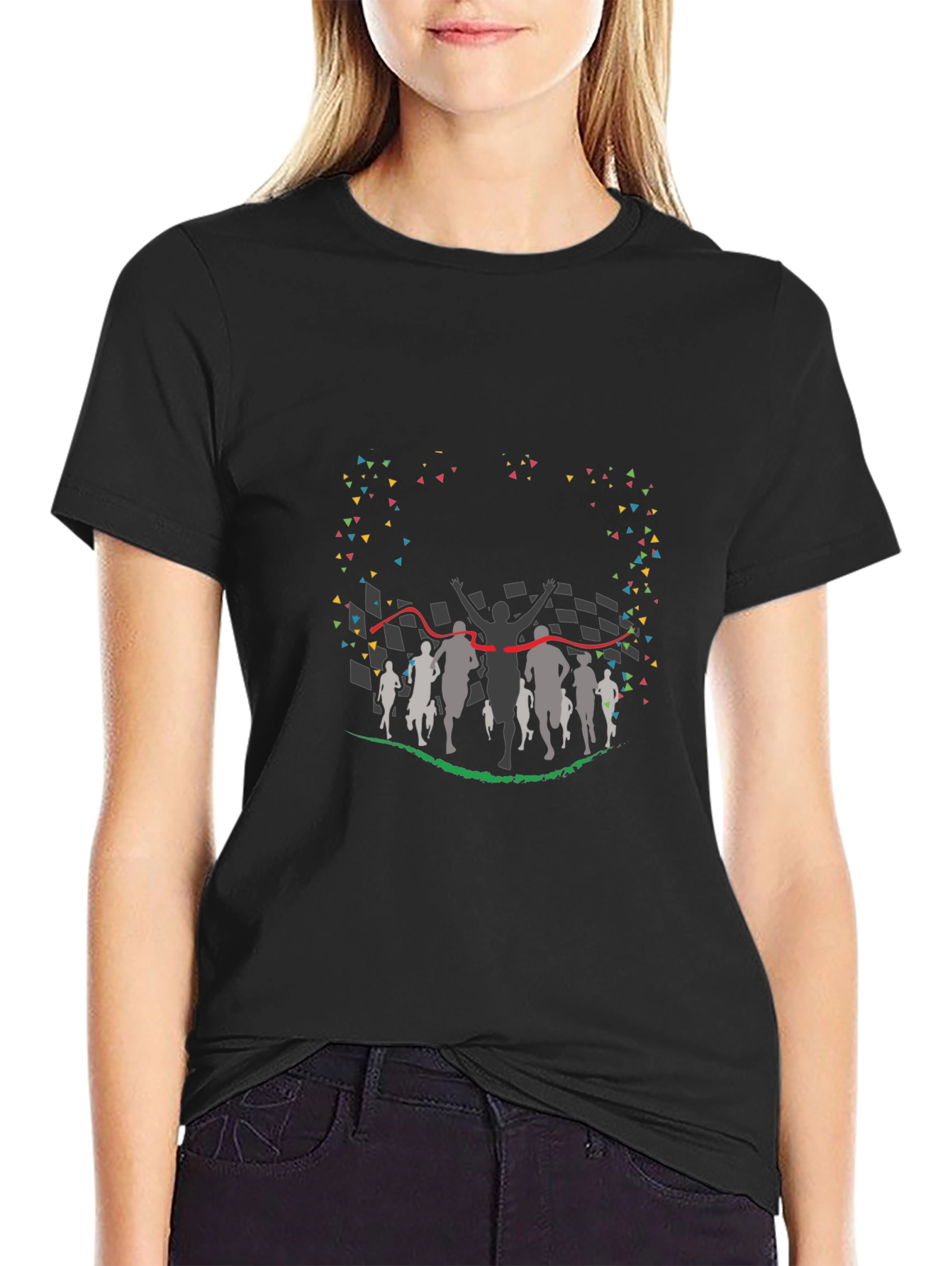 Runners Finish Line Graphic Tee - Black