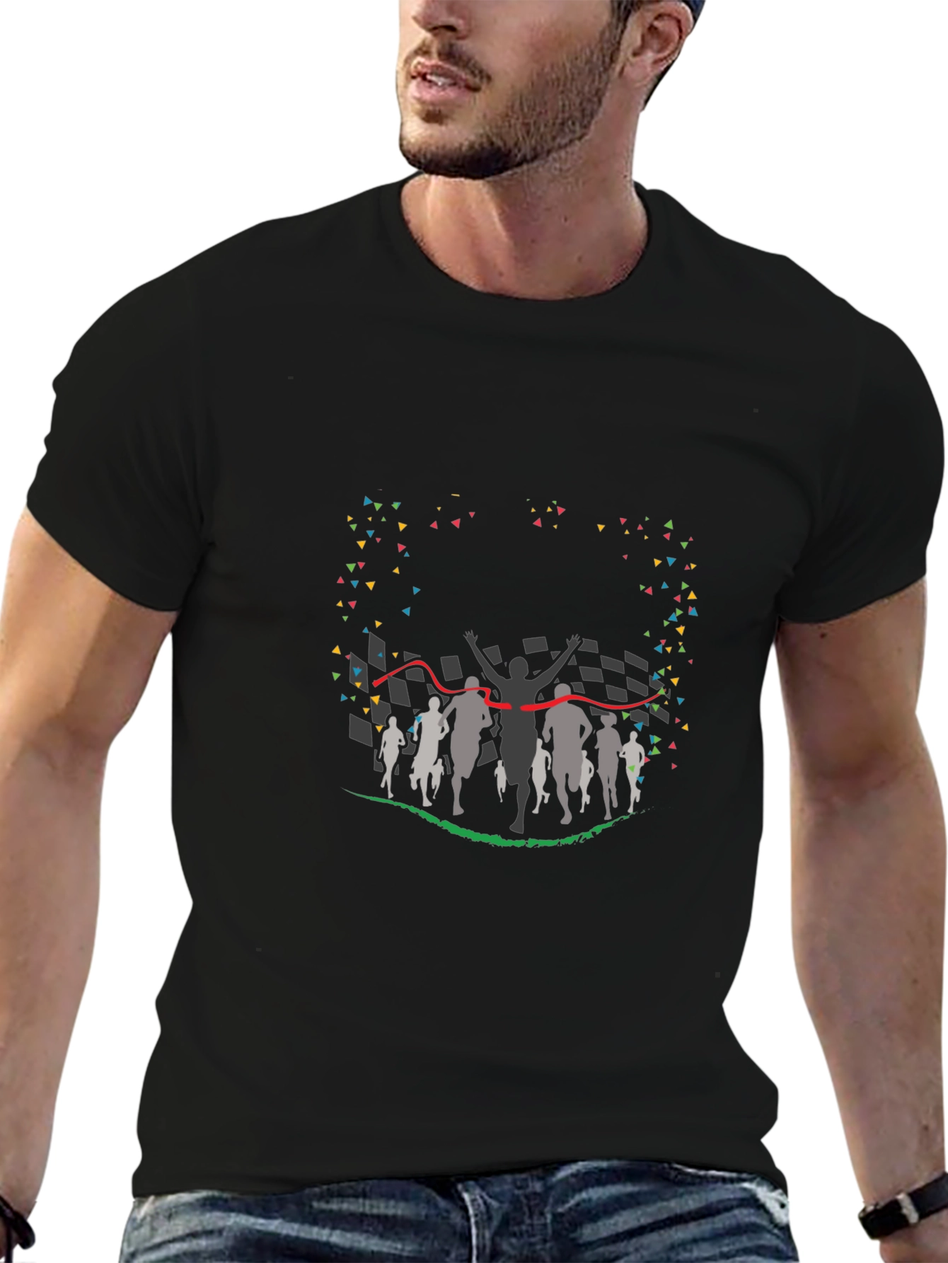 Runners Finish Line Graphic Tee - Black