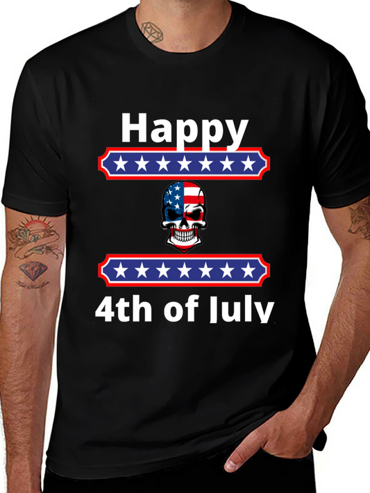 Happy 4th of July Patriotic Skull T-Shirt