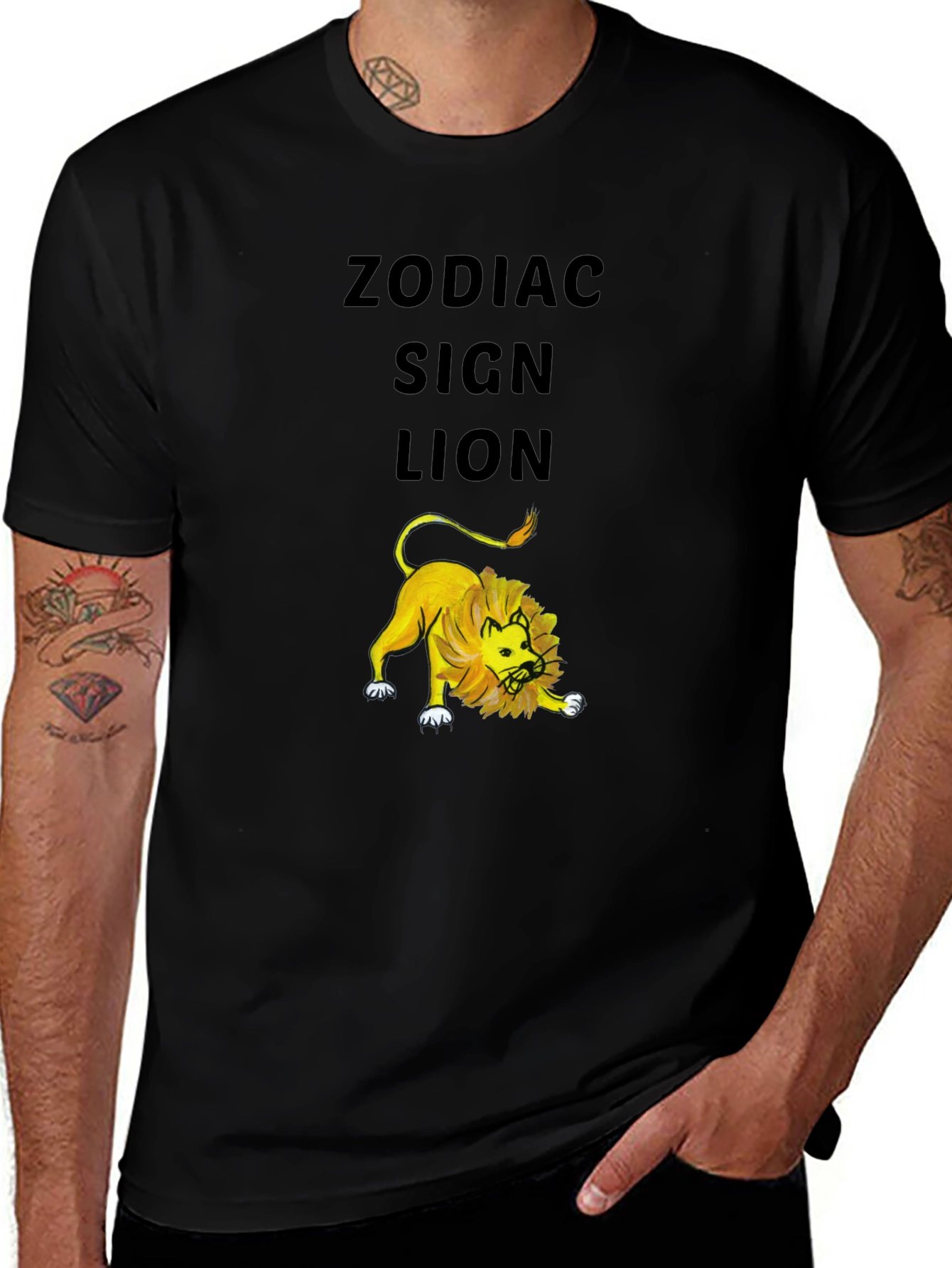Zodiac Sign Lion Black T-Shirt