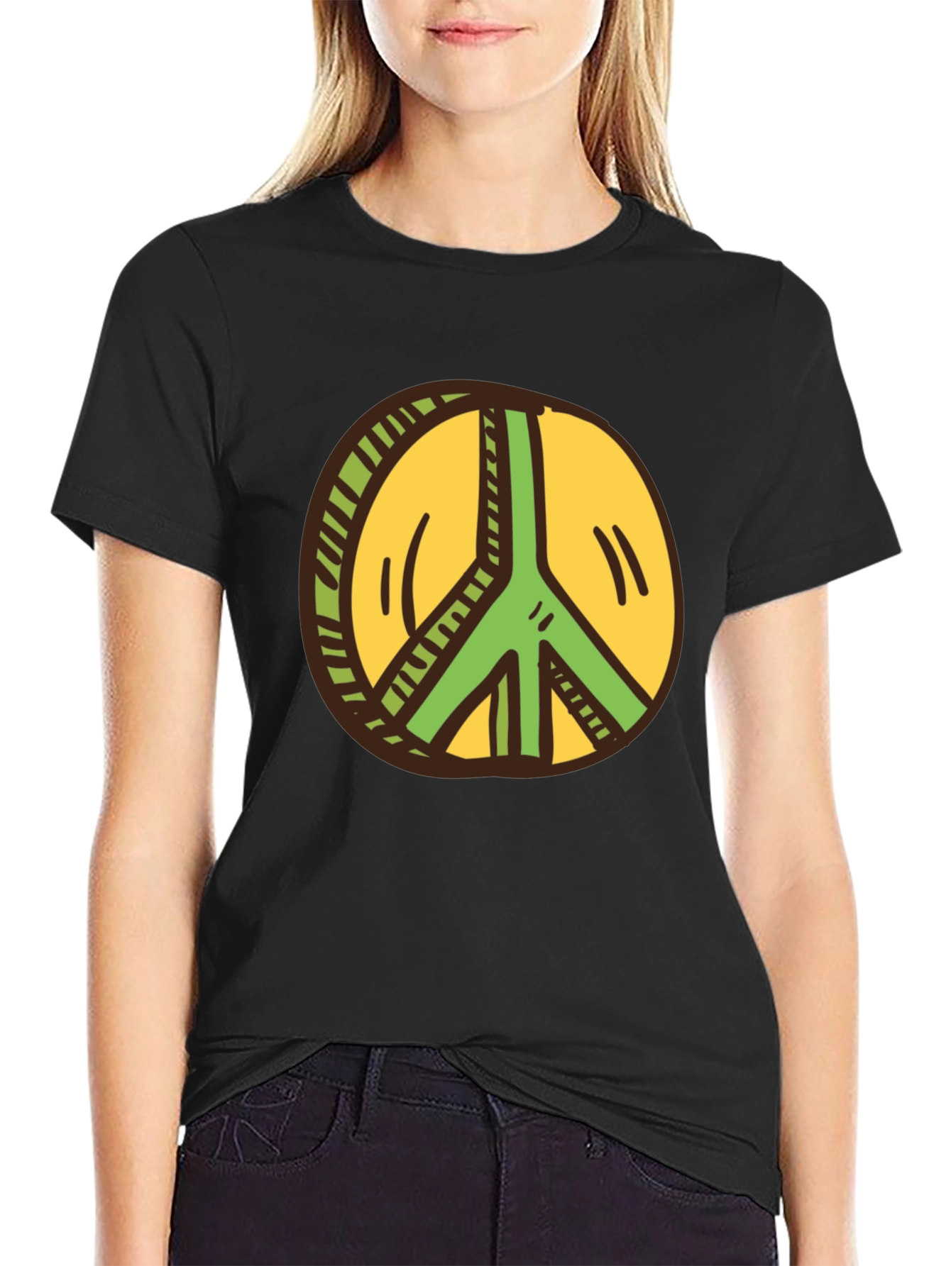 Peace Sign Graphic Tee - Black