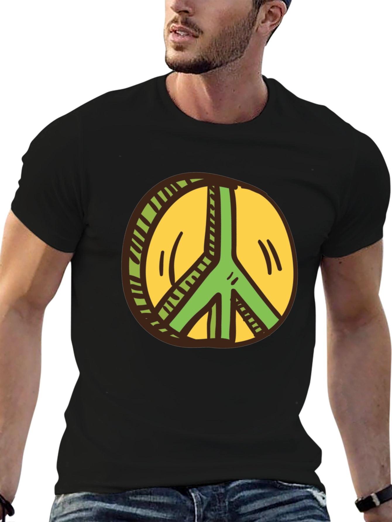 Peace Sign Graphic Tee - Black