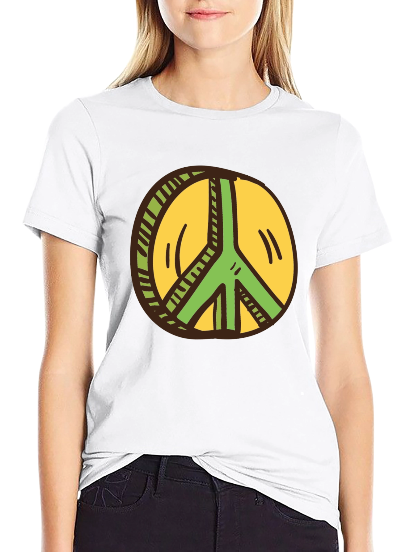 Peace Sign Graphic Tee - Black