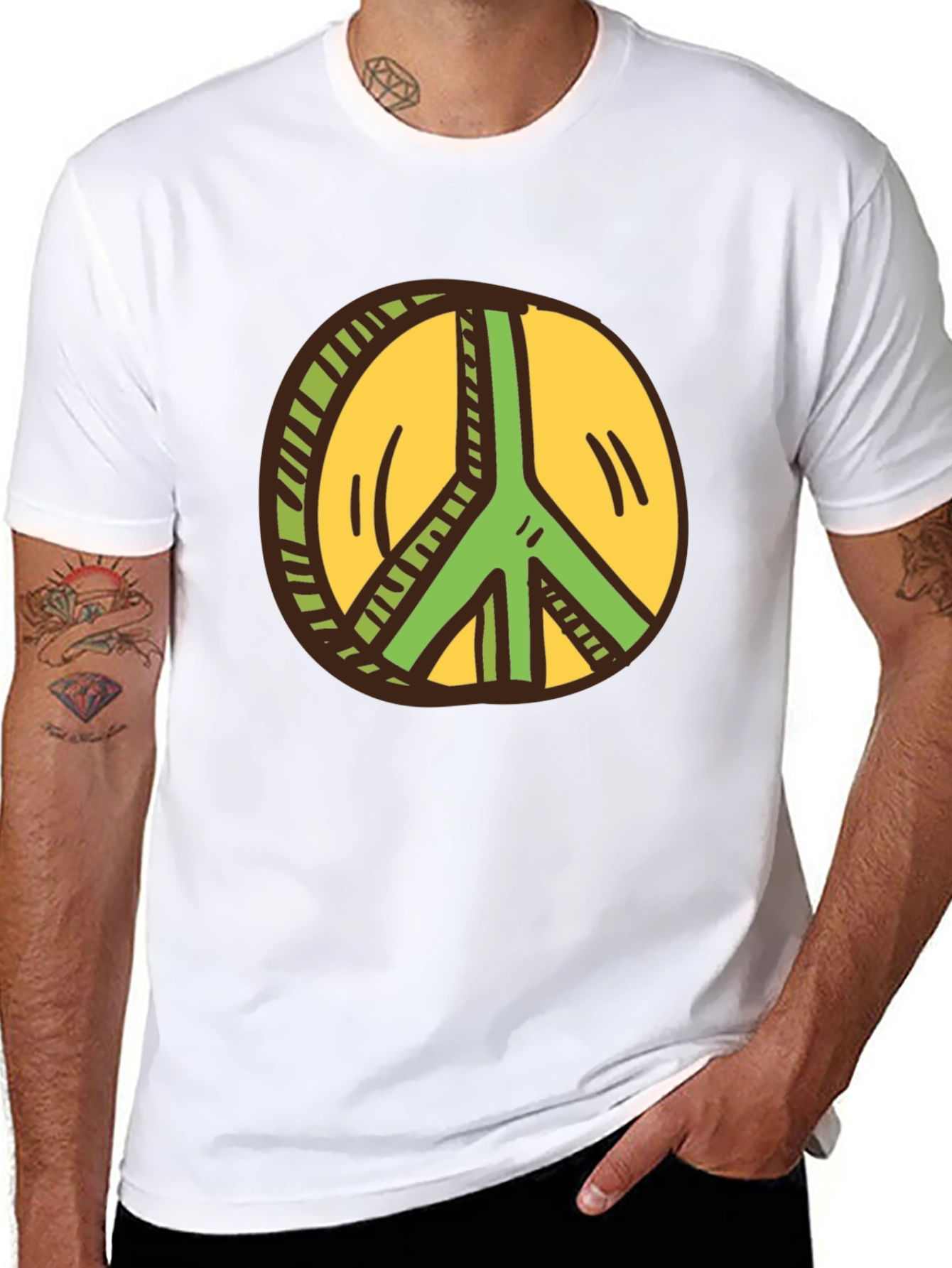 Peace Sign Graphic Tee - Black