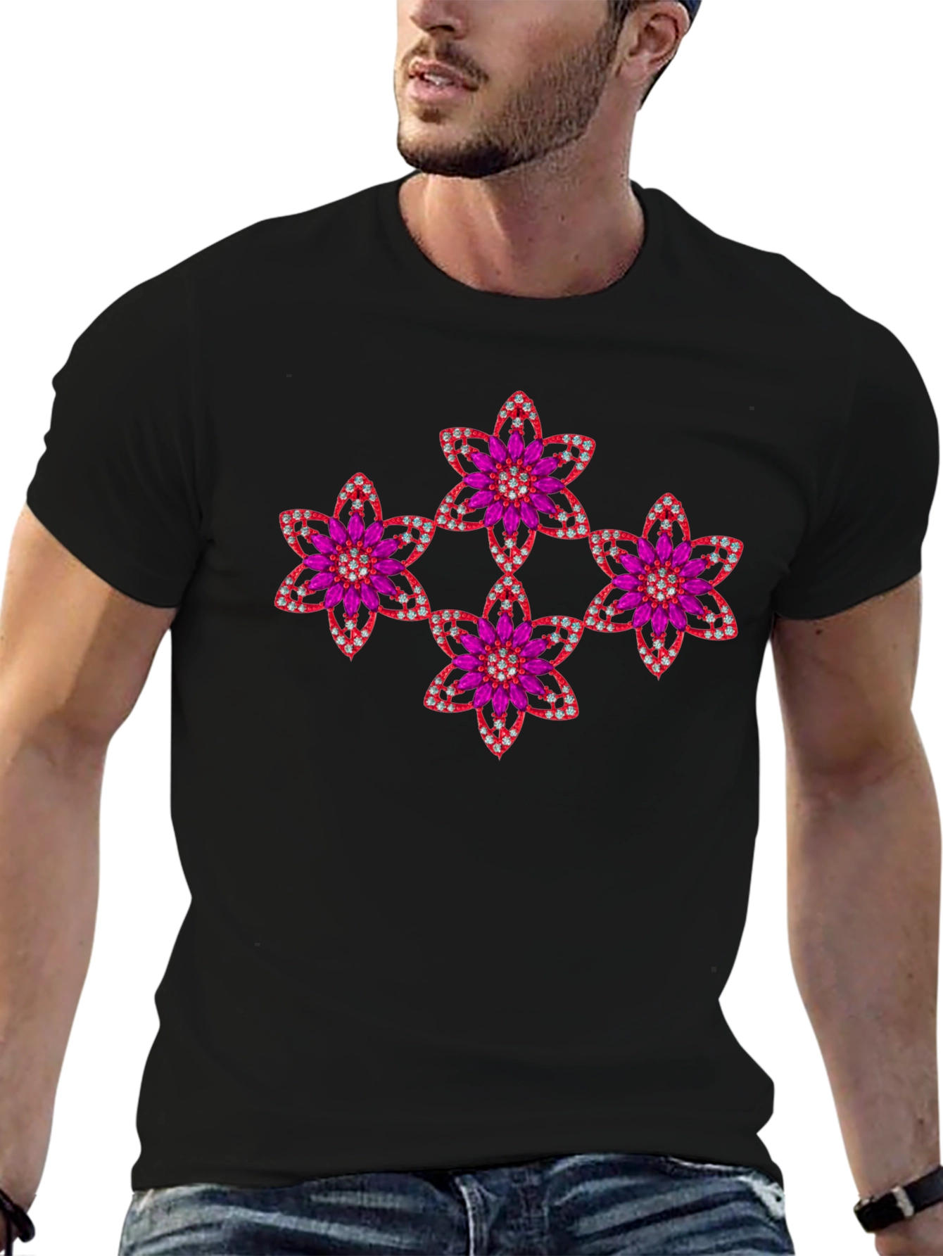Floral Jewel Tee - Sparkle & Shine!