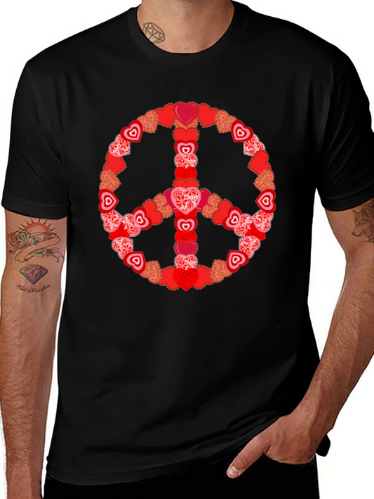 Heart Peace Sign Graphic Tee - Valentines Day Gift