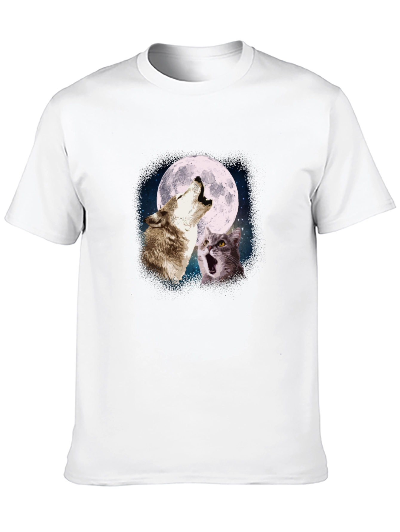 Wolf & Cat Moon Howl T-Shirt - Black