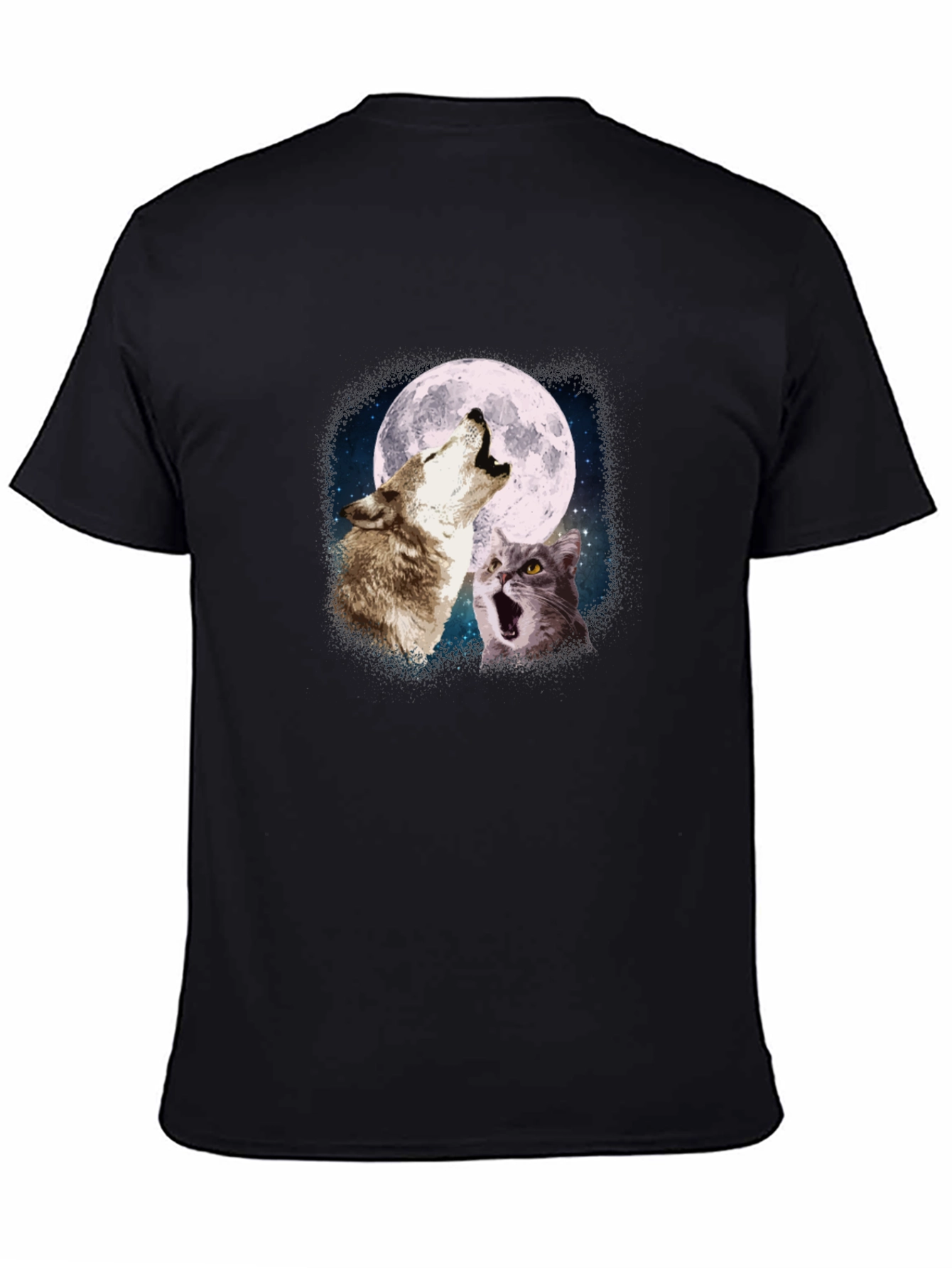 Wolf & Cat Moon Howl T-Shirt - Black