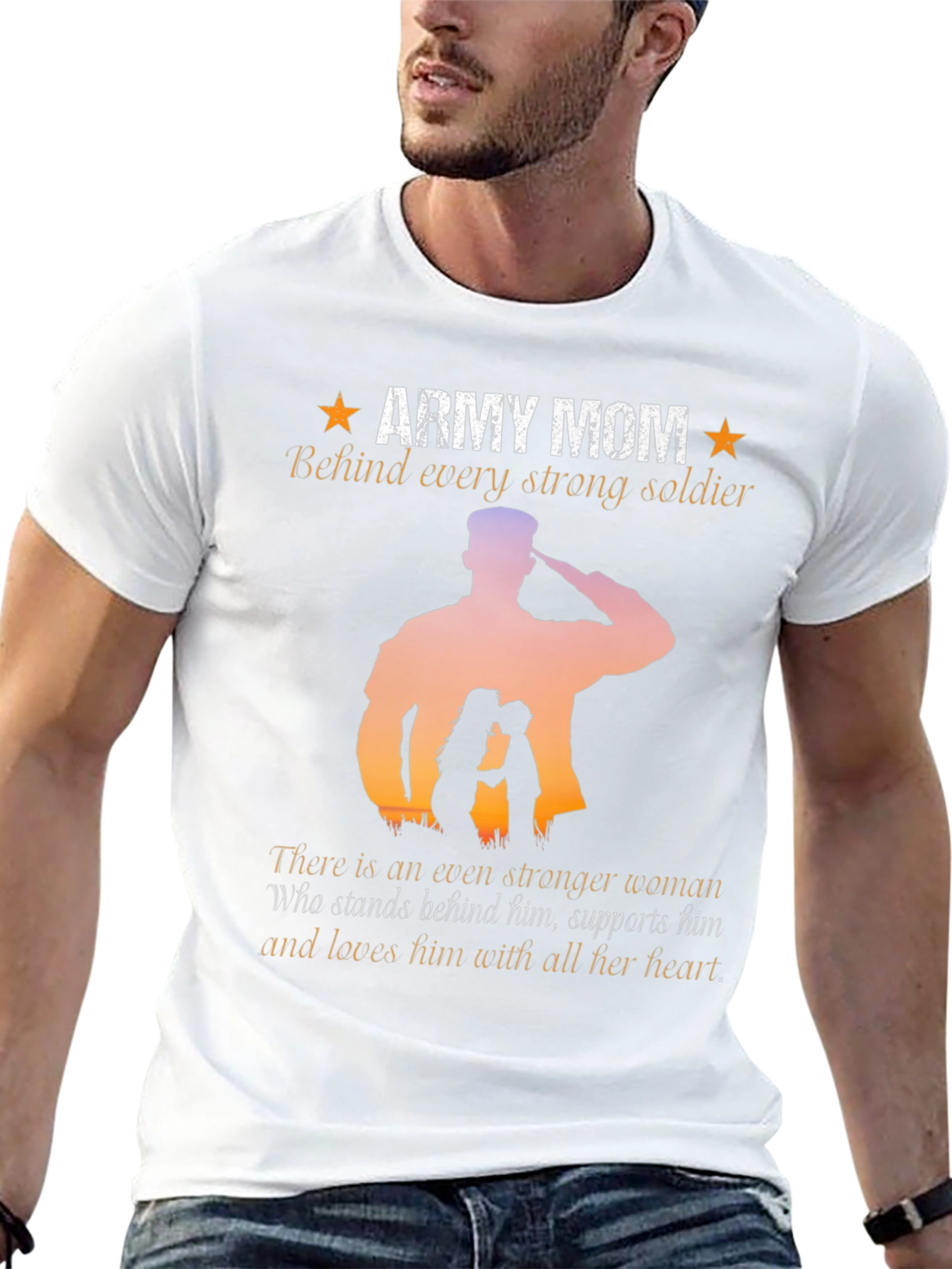Army Mom T-Shirt - Strong Soldier Silhouette