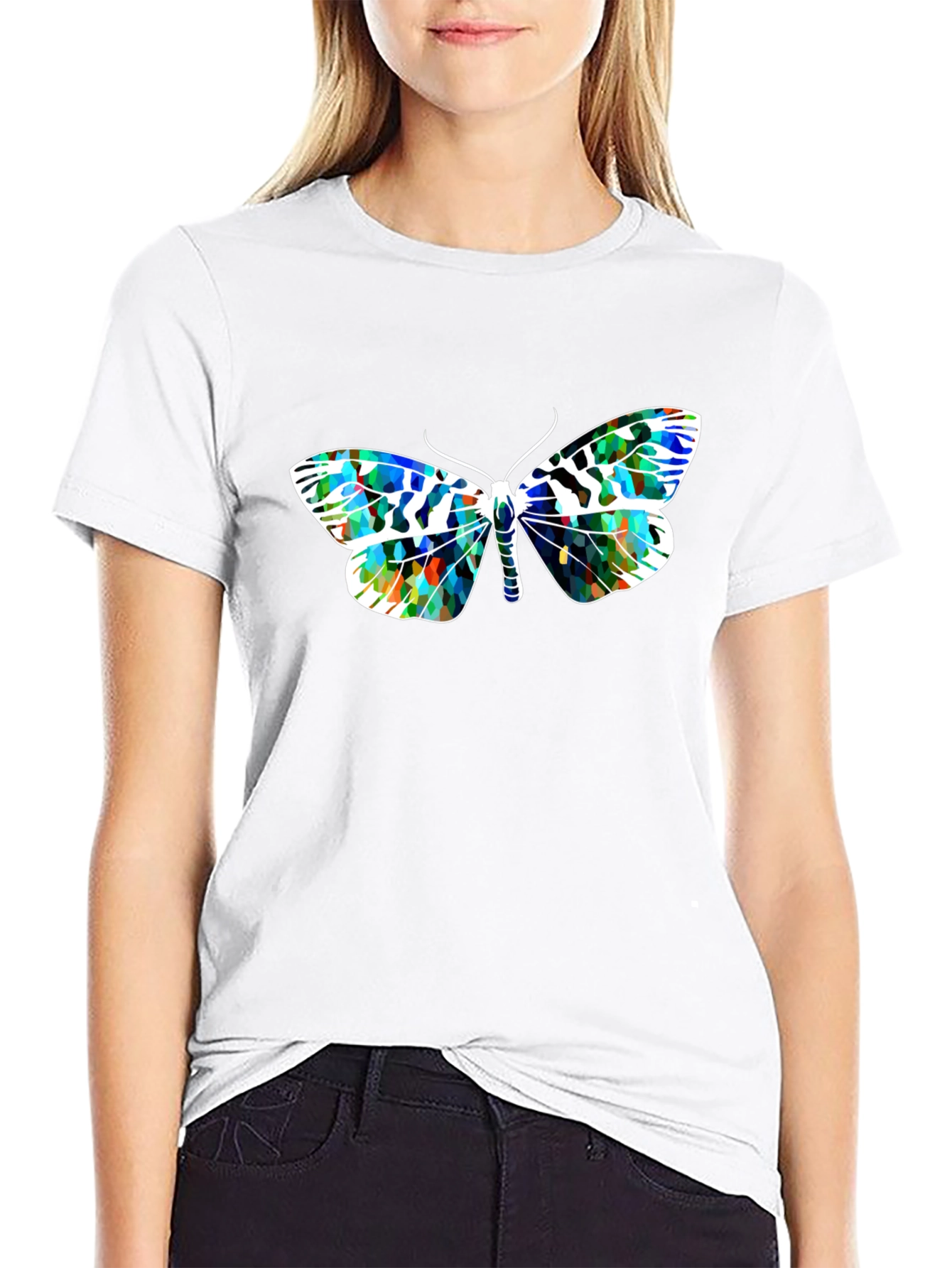 Butterfly Graphic Print Black T-Shirt