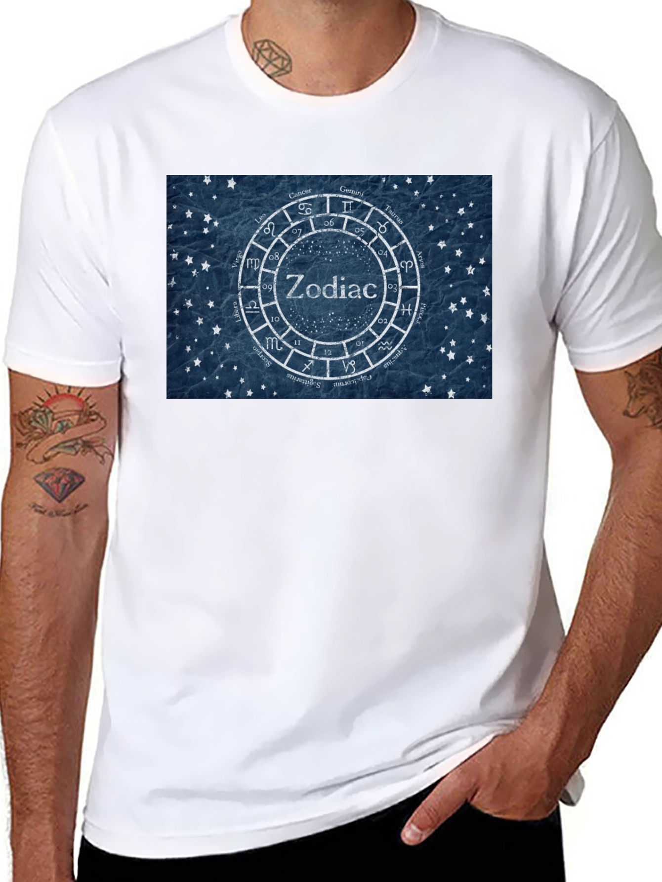 Zodiac T-Shirt - Astrology Design - Black Cotton Tee