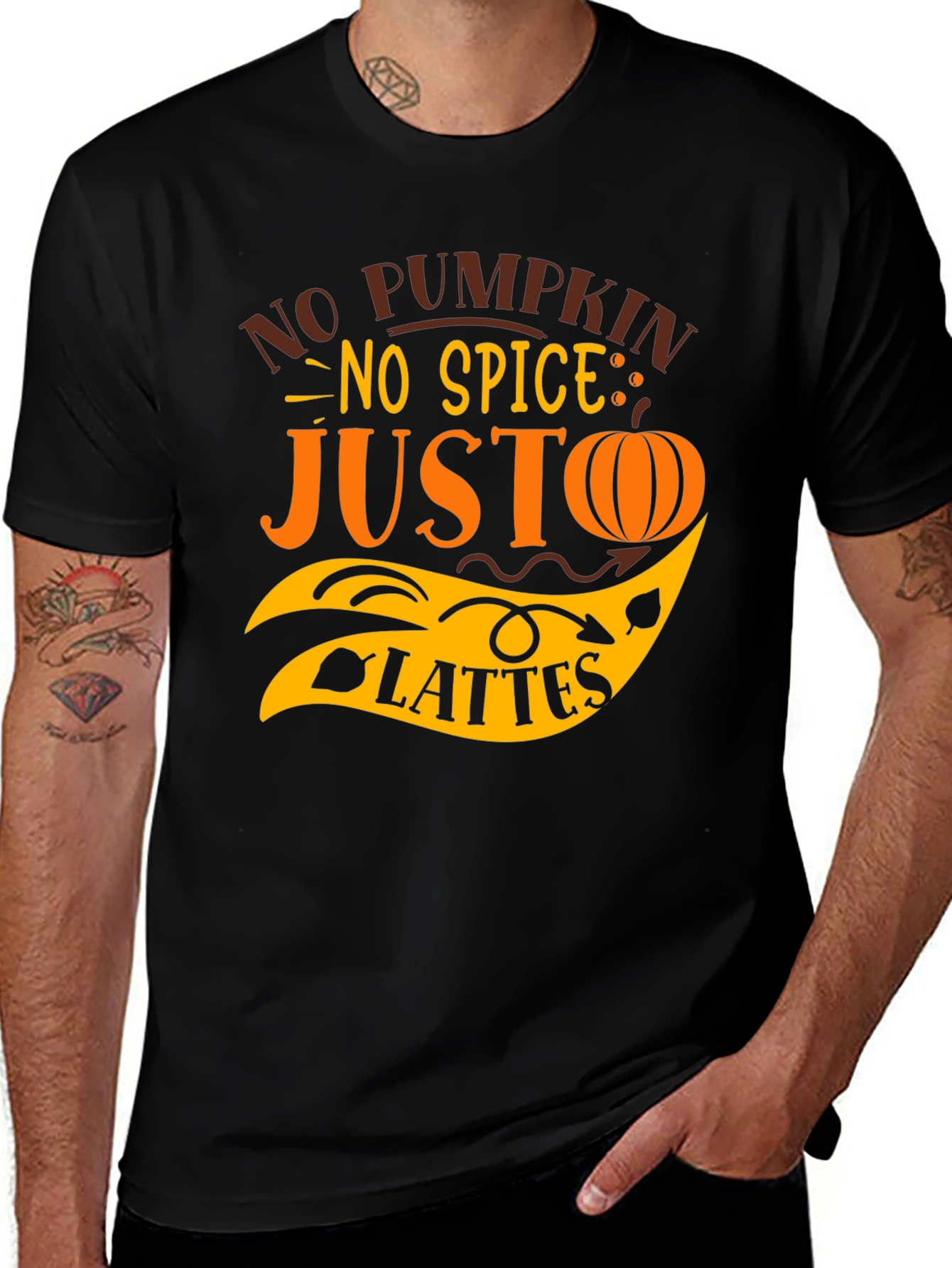 No Pumpkin No Spice Just Lattes Black T-Shirt