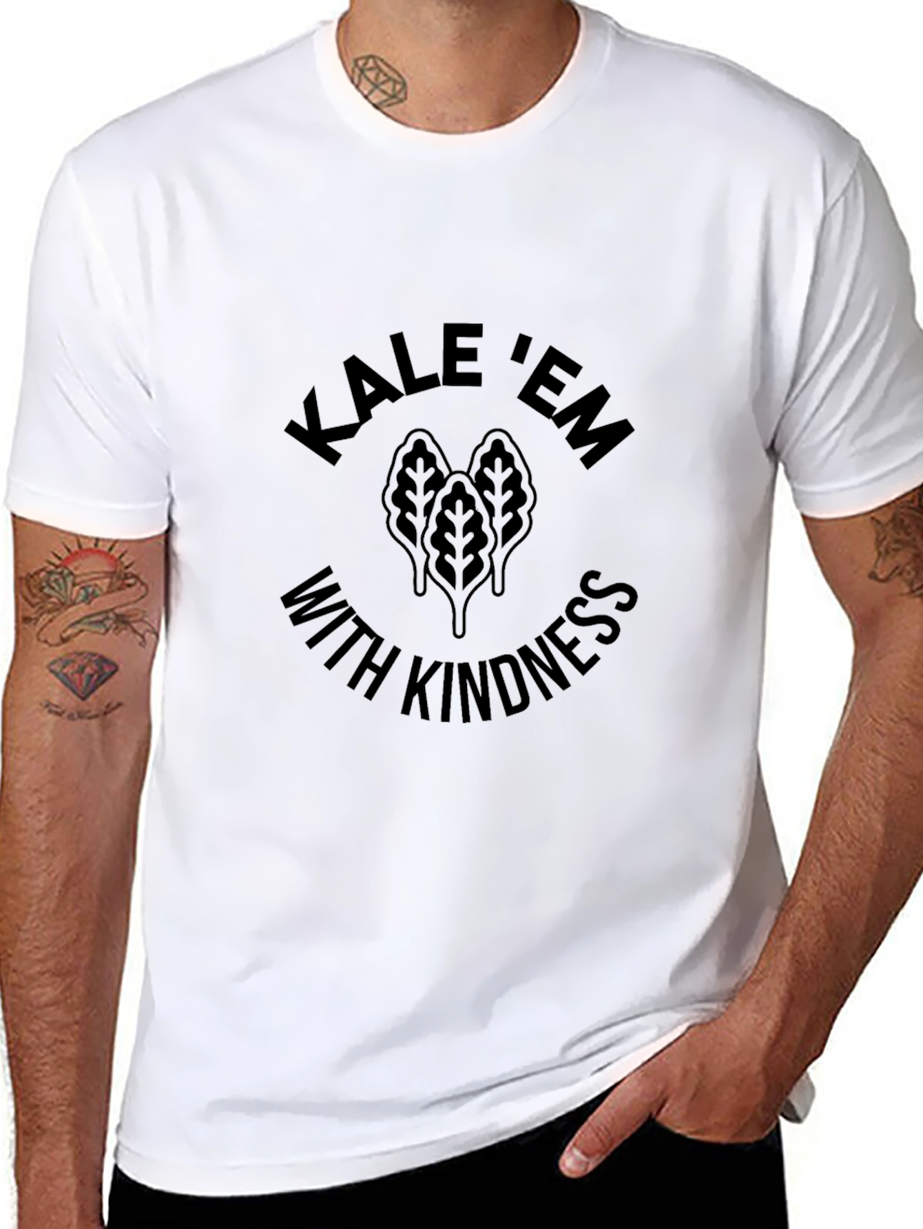 Kale Em With Kindness Black Graphic T-Shirt