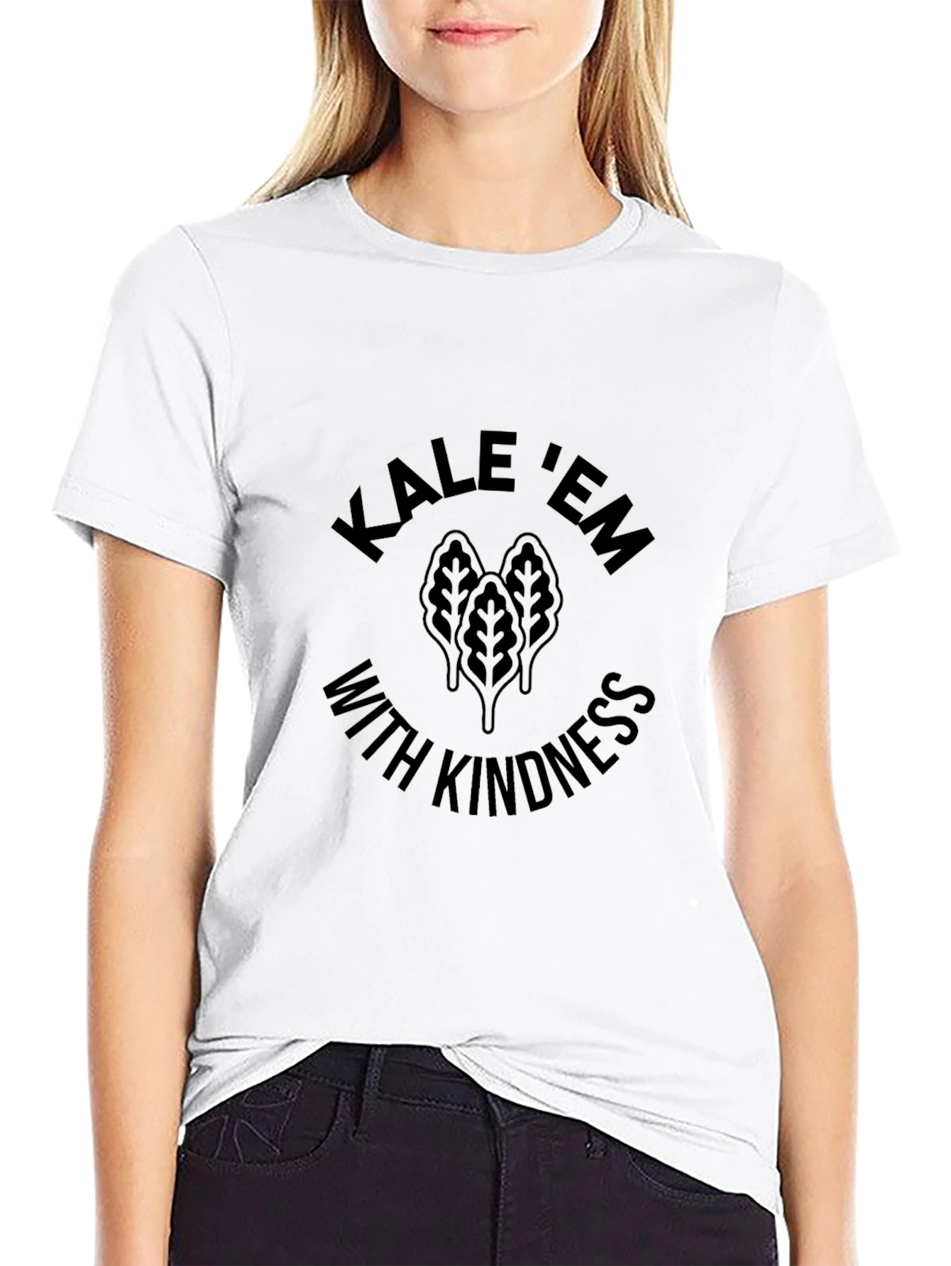 Kale Em With Kindness Black Graphic T-Shirt