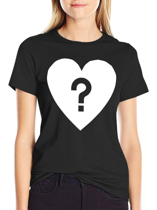 Heart Question Mark Graphic Tee - Casual Style