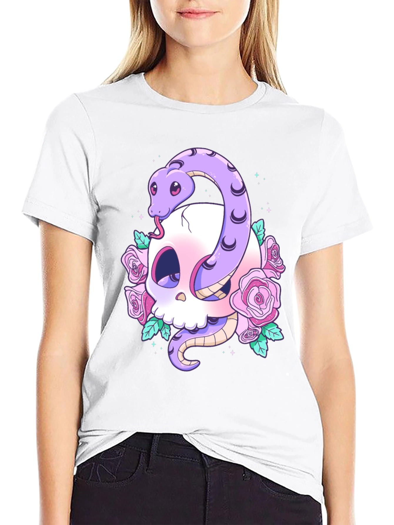 Skull Snake Rose Graphic Tee - Unique Design!