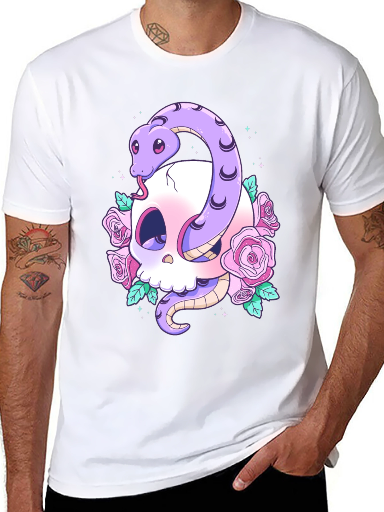 Skull Snake Rose Graphic Tee - Unique Design!