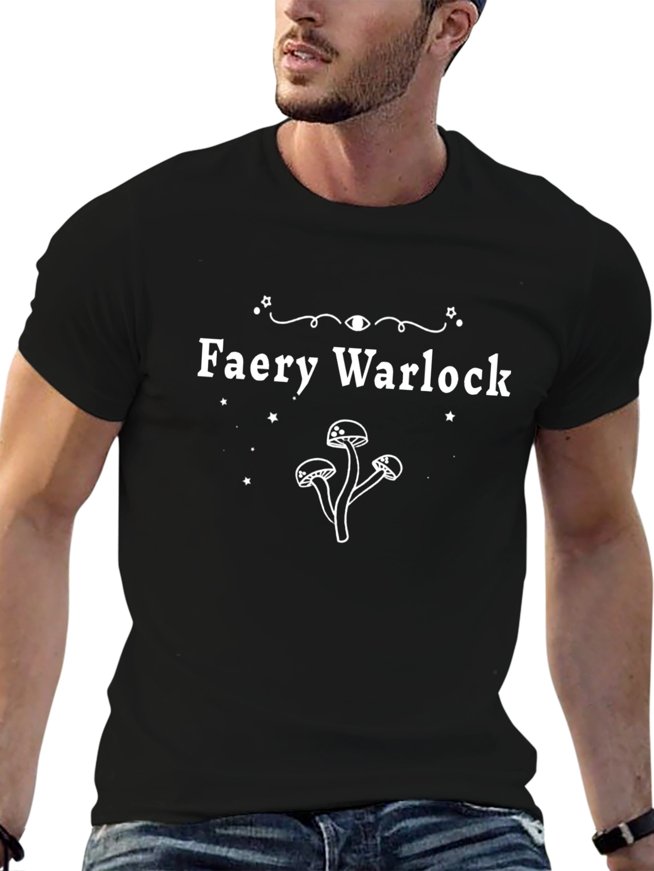 Faery Warlock Graphic Tee - Black Cotton Shirt