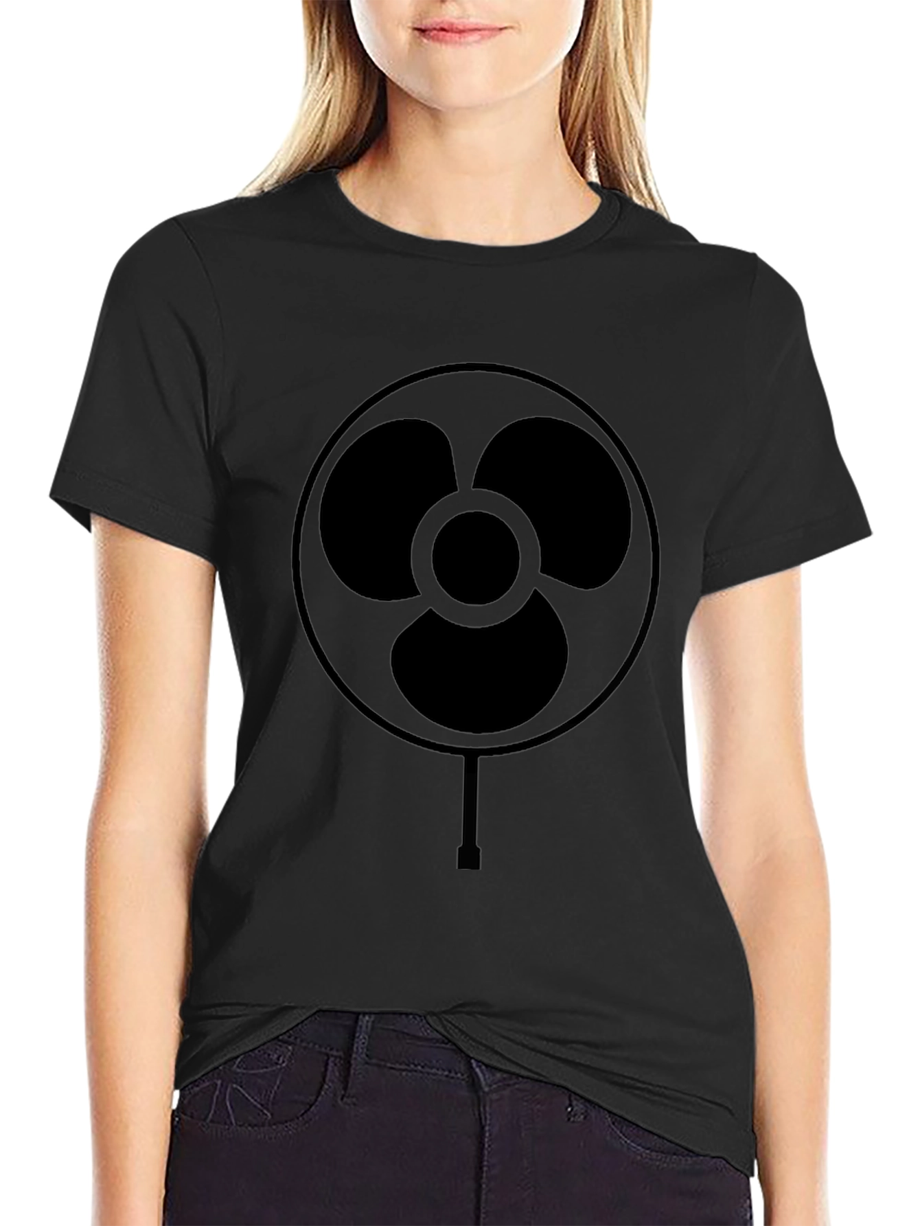 Minimalist Fan Graphic Black T-Shirt