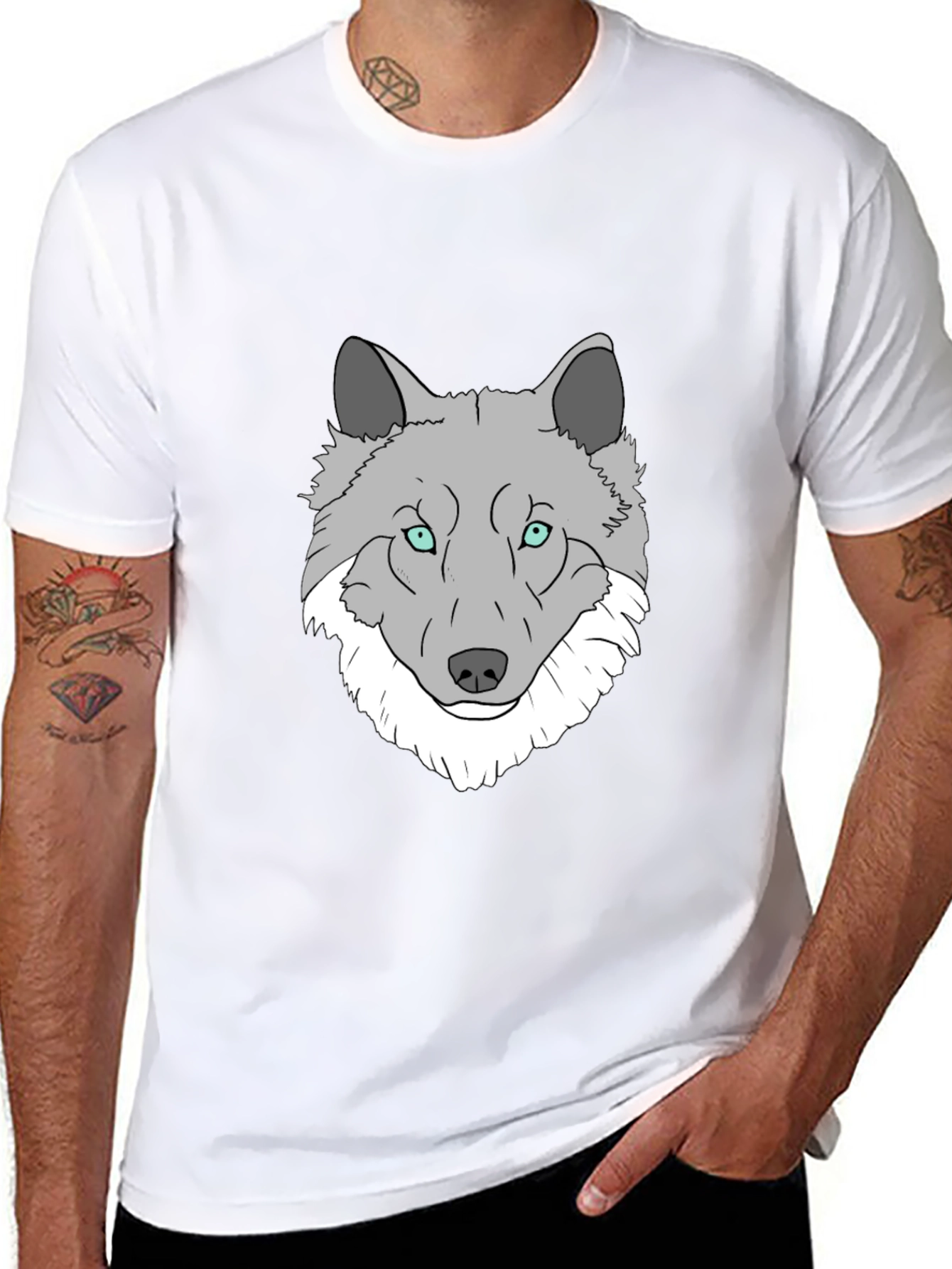 Wolf Graphic Print T-Shirt - Stylish Mens Tee