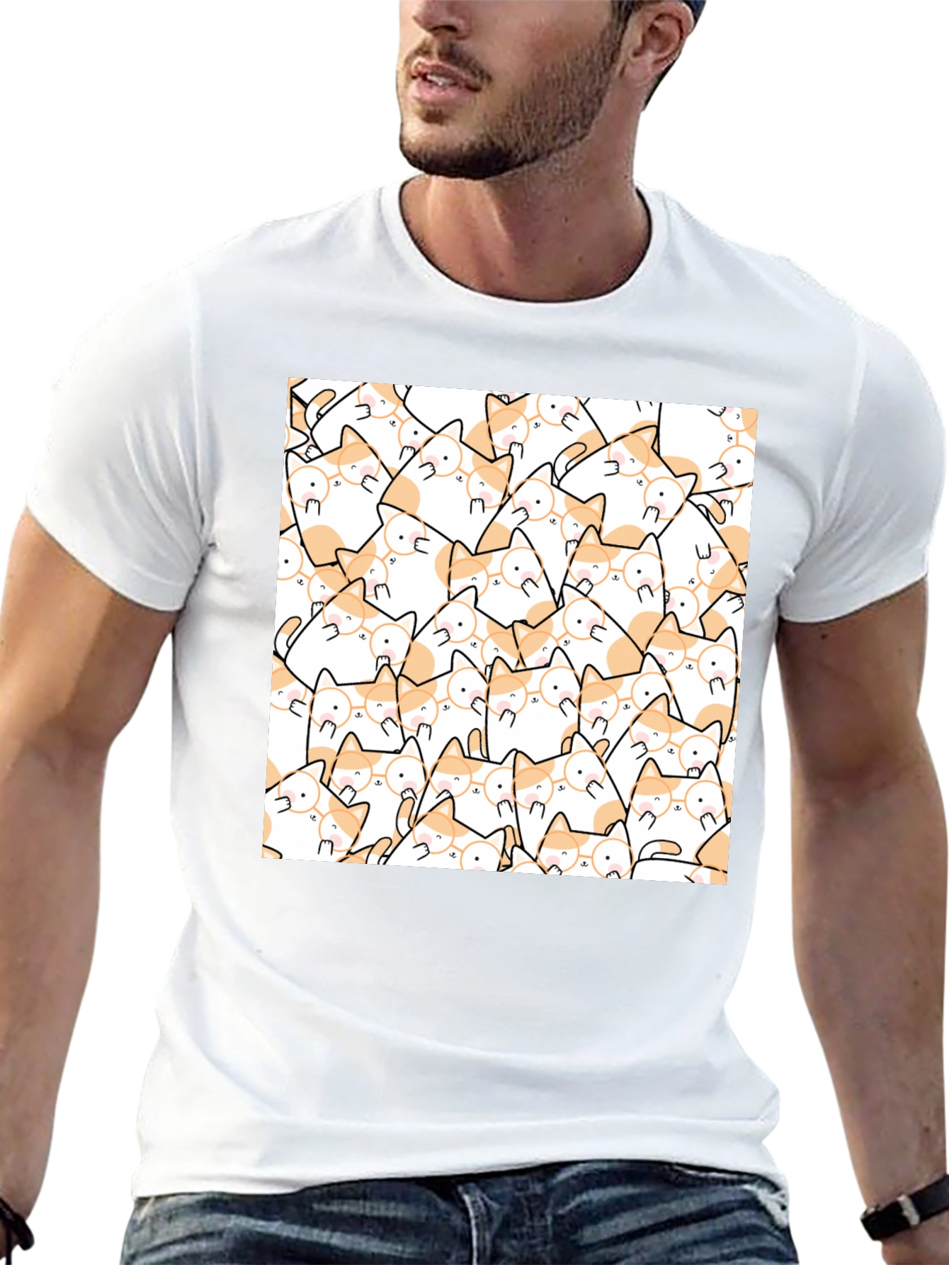 Cat Lovers T-Shirt - Cute Feline Pattern Tee