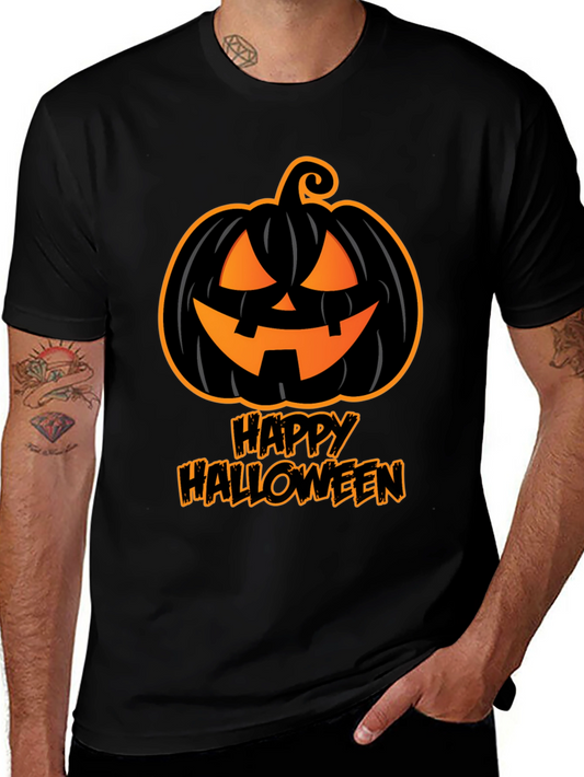 Happy Halloween Pumpkin Graphic Tee - Black