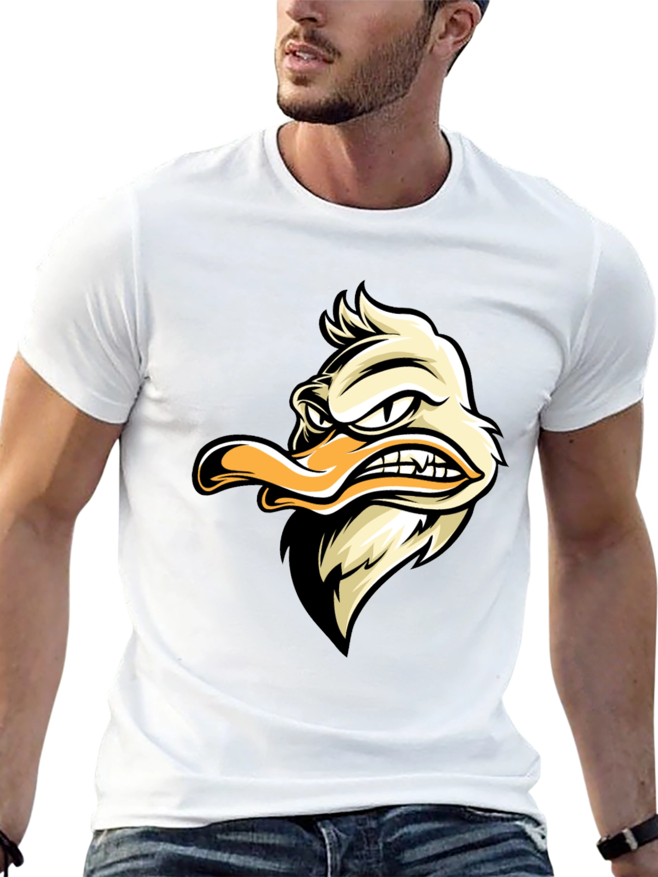 Grumpy Duck Graphic Tee - Black Cotton T-Shirt