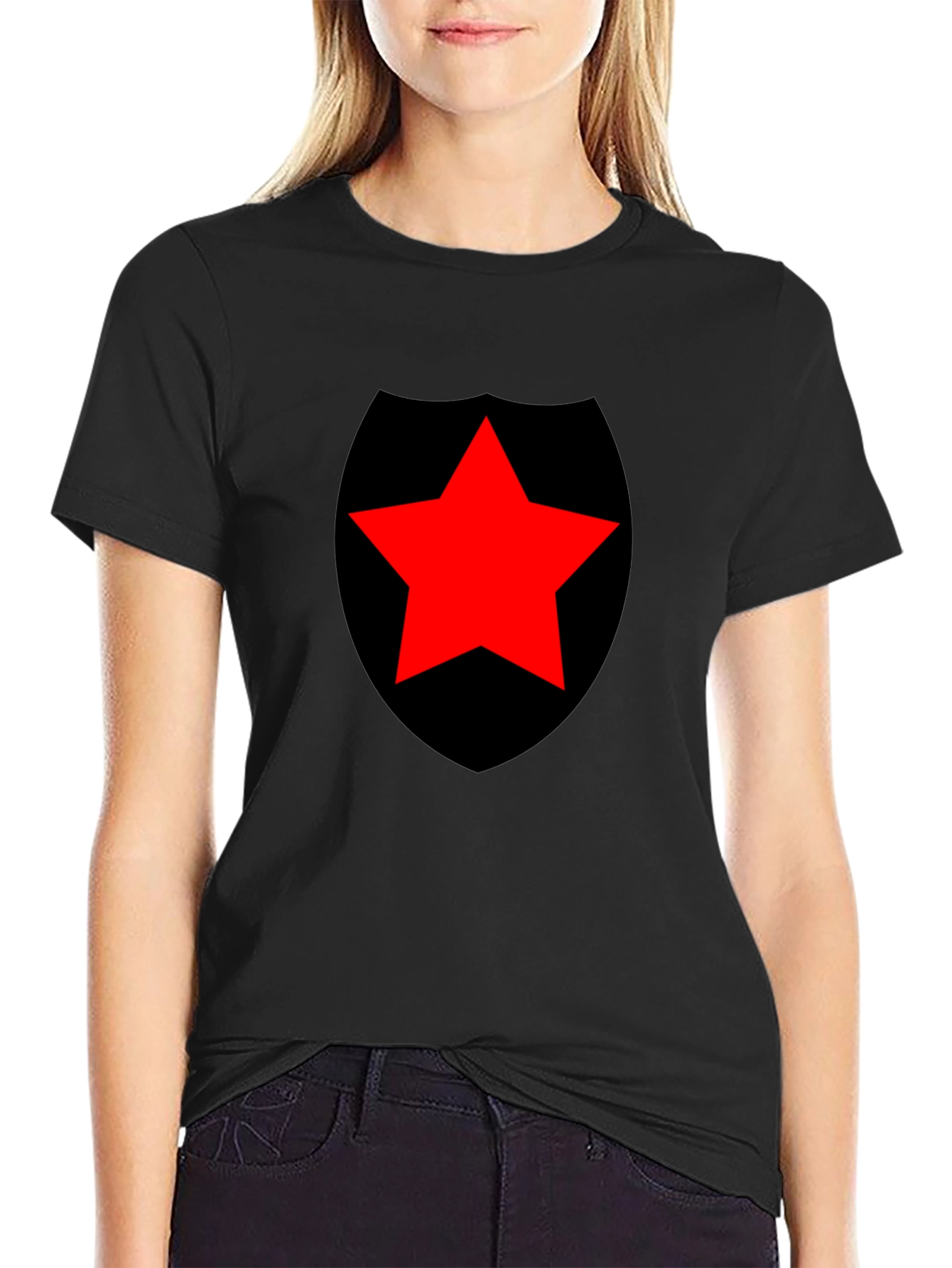 Red Star Shield Black T-Shirt