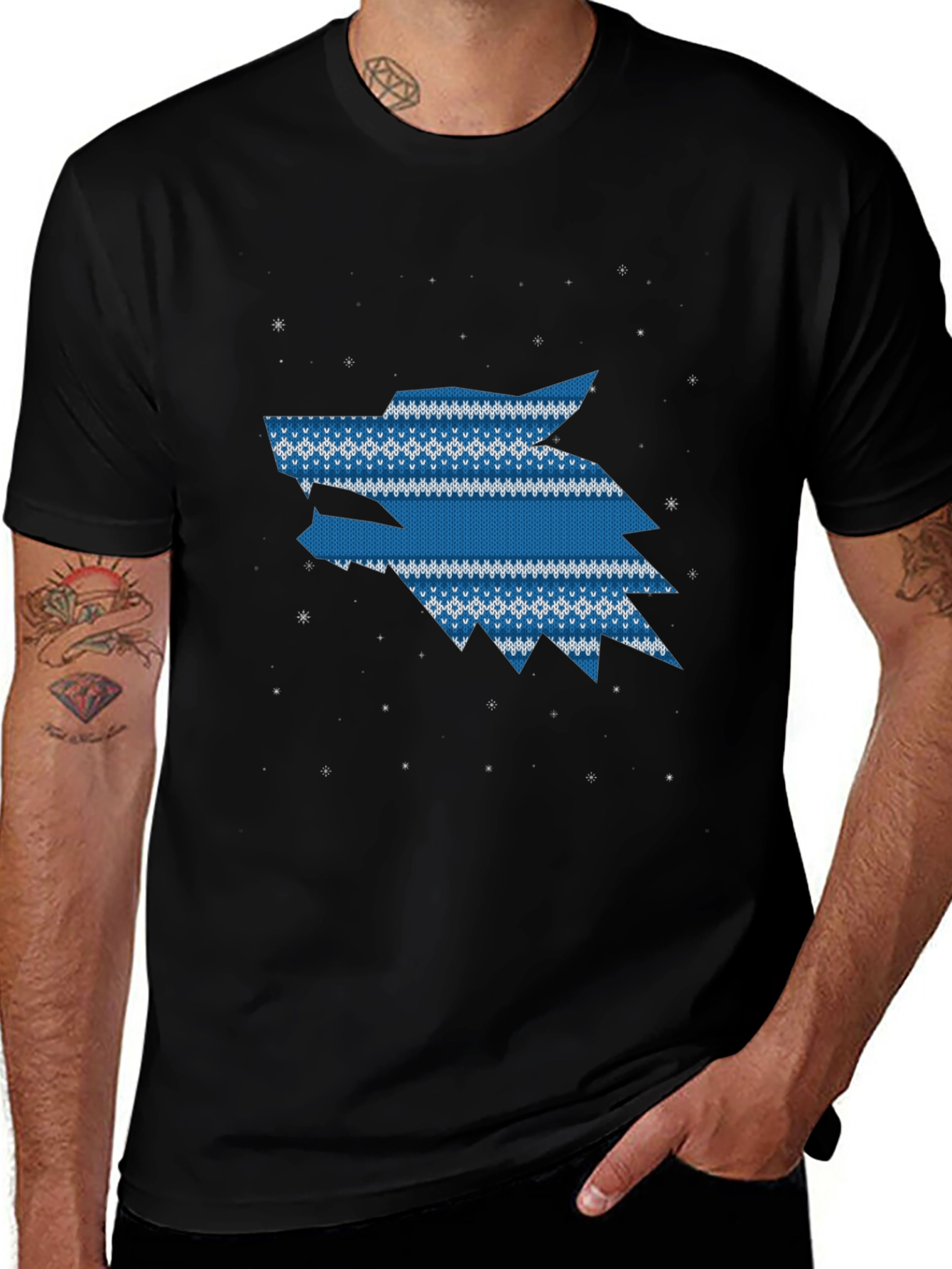 Wolf Knit Pattern T-Shirt - Winter Style Tee