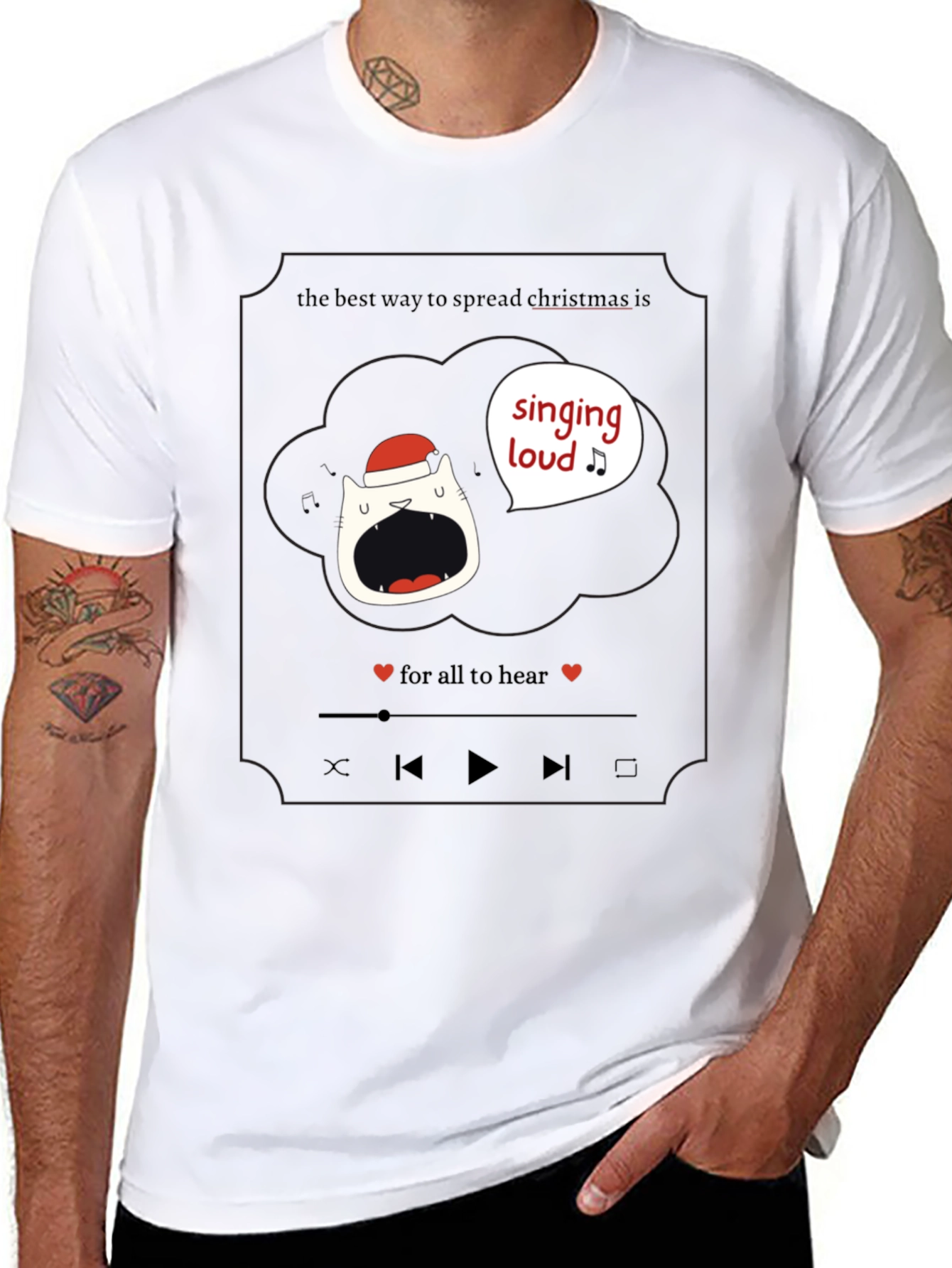 Singing Loud Christmas Cat T-Shirt