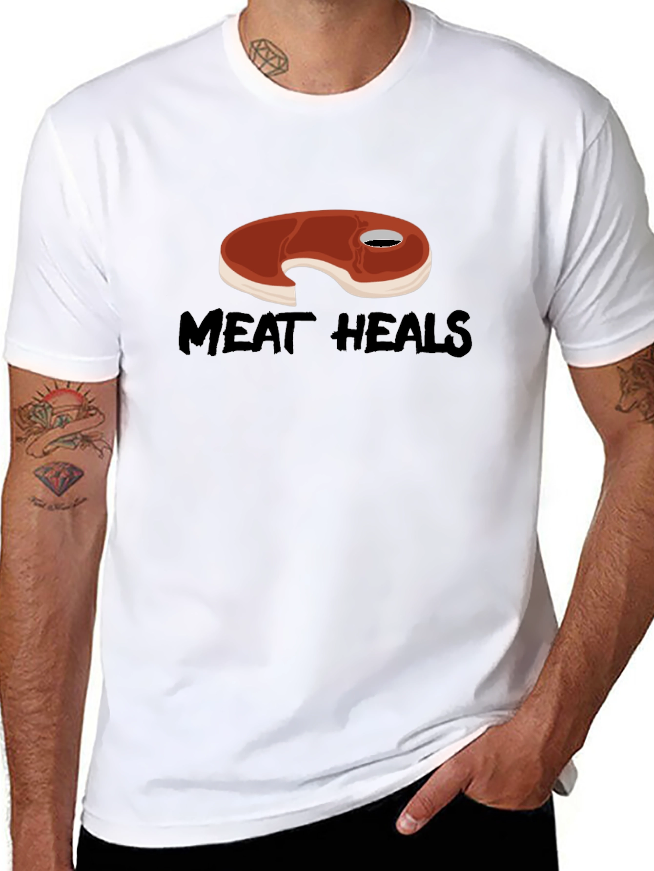 Meat Heals T-Shirt - Funny Foodie Graphic Tee