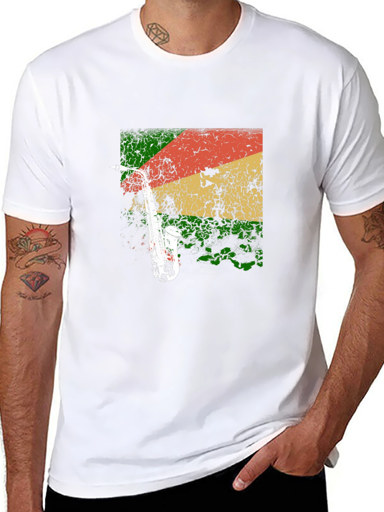 Saxophone Reggae T-Shirt - Cool Music Tee