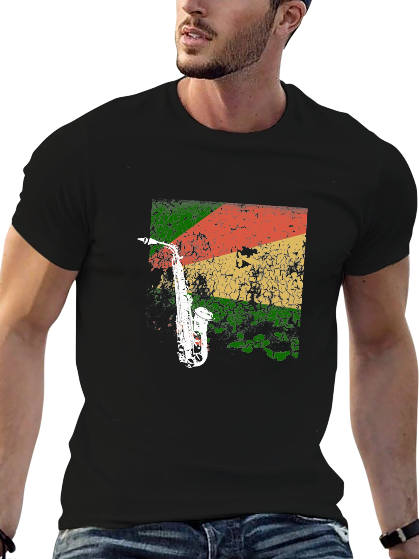 Saxophone Reggae T-Shirt - Cool Music Tee