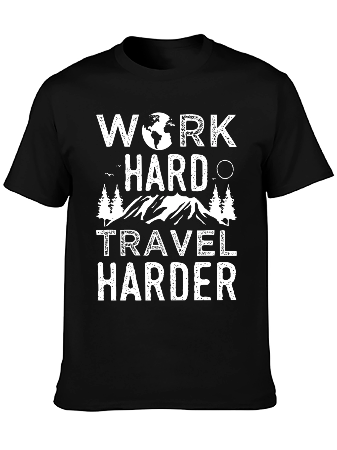 Work Hard Travel Harder Graphic Tee - Black