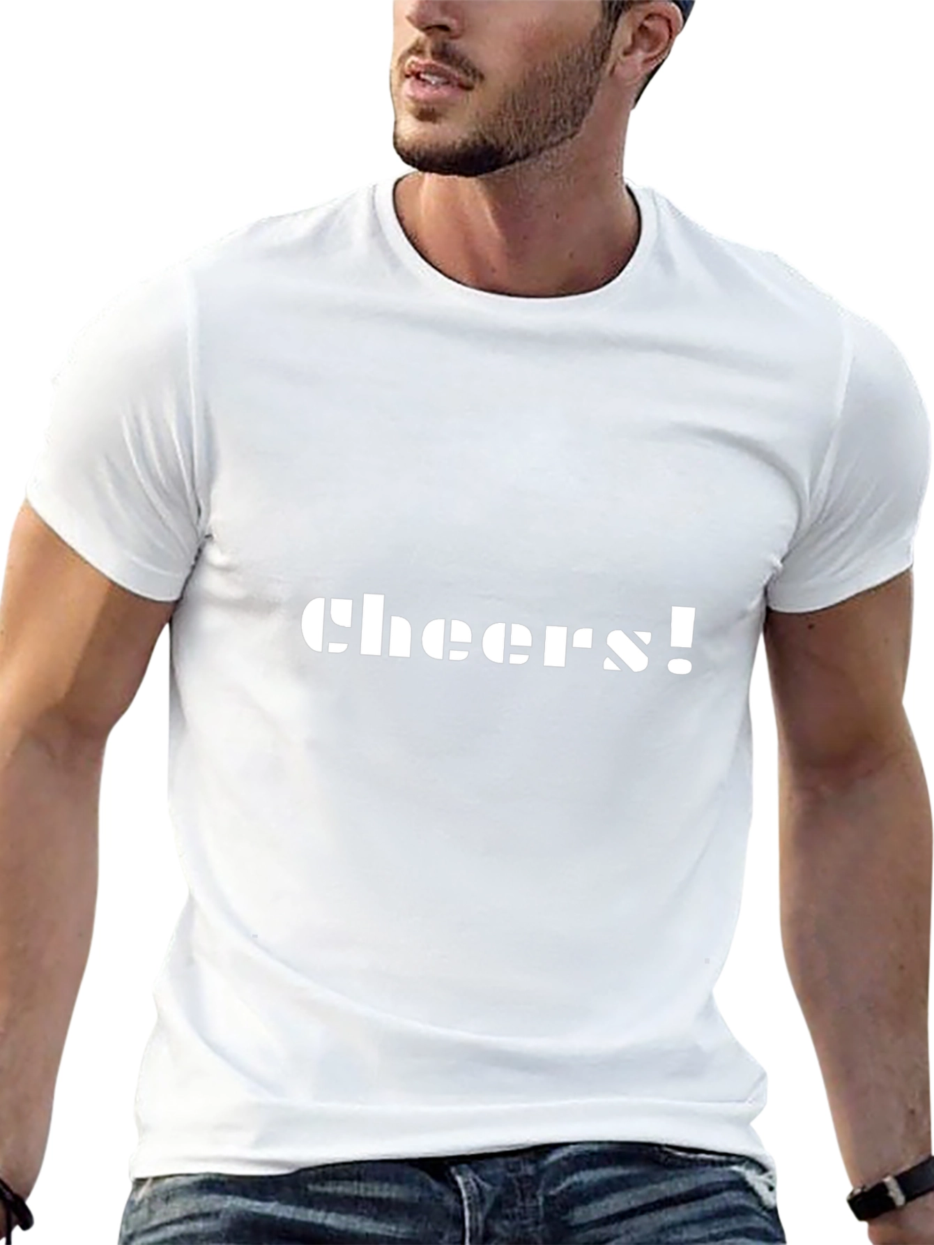 Cheers Graphic Tee - Black Cotton Blend Casual Shirt