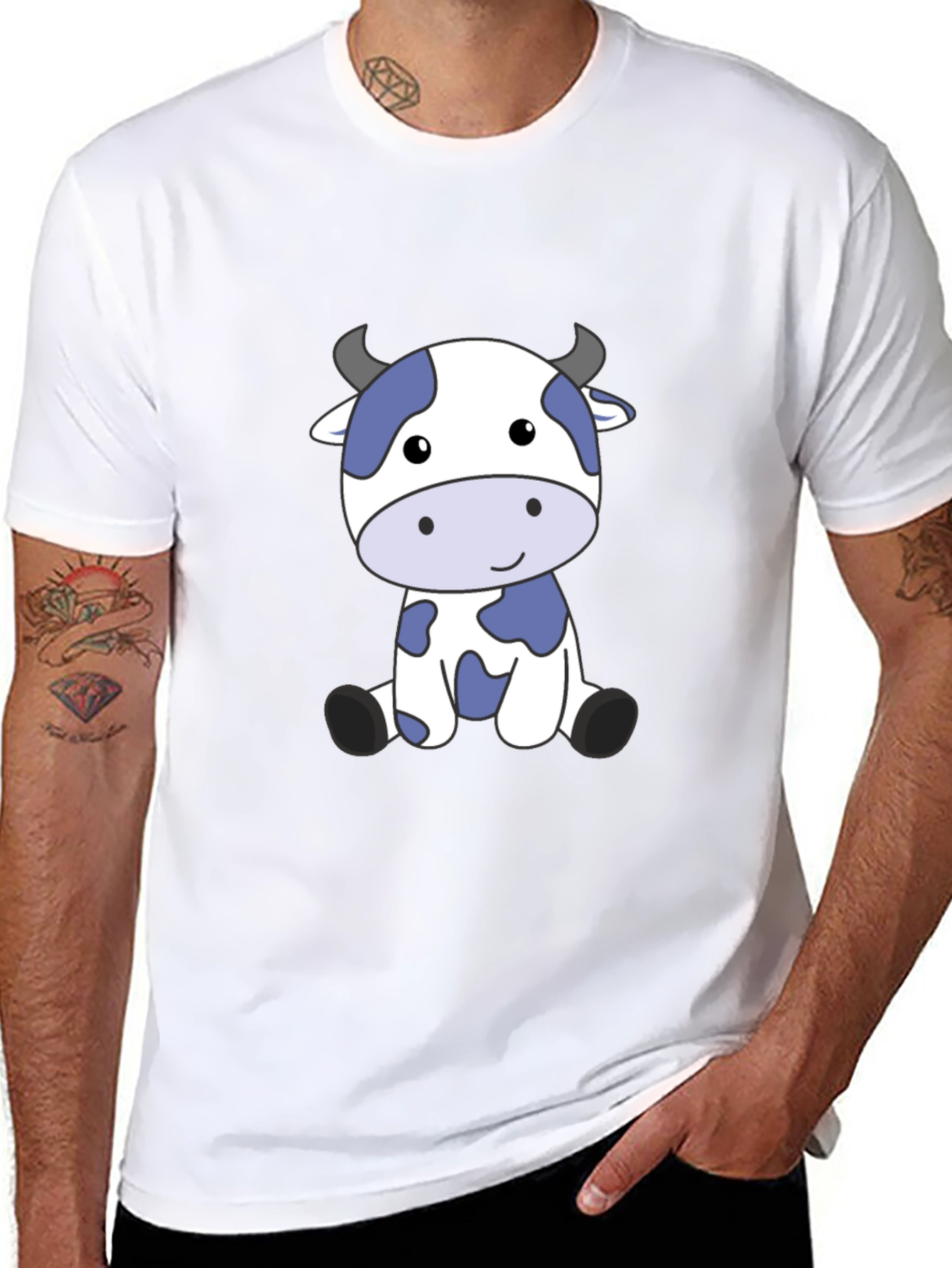 Cute Cow Graphic Tee - Soft Black T-Shirt