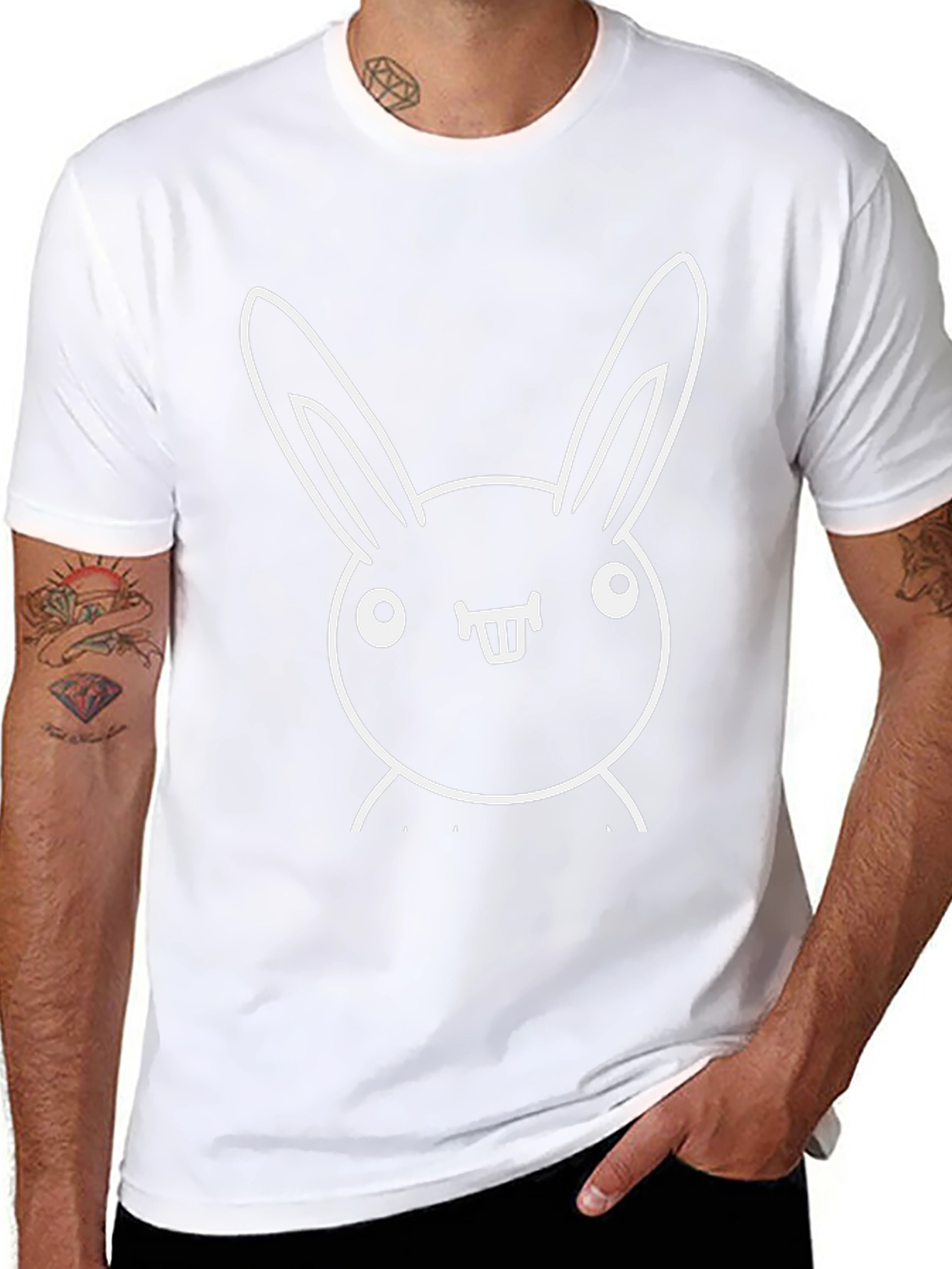Funny Bunny Graphic Tee - Black Cotton T-Shirt