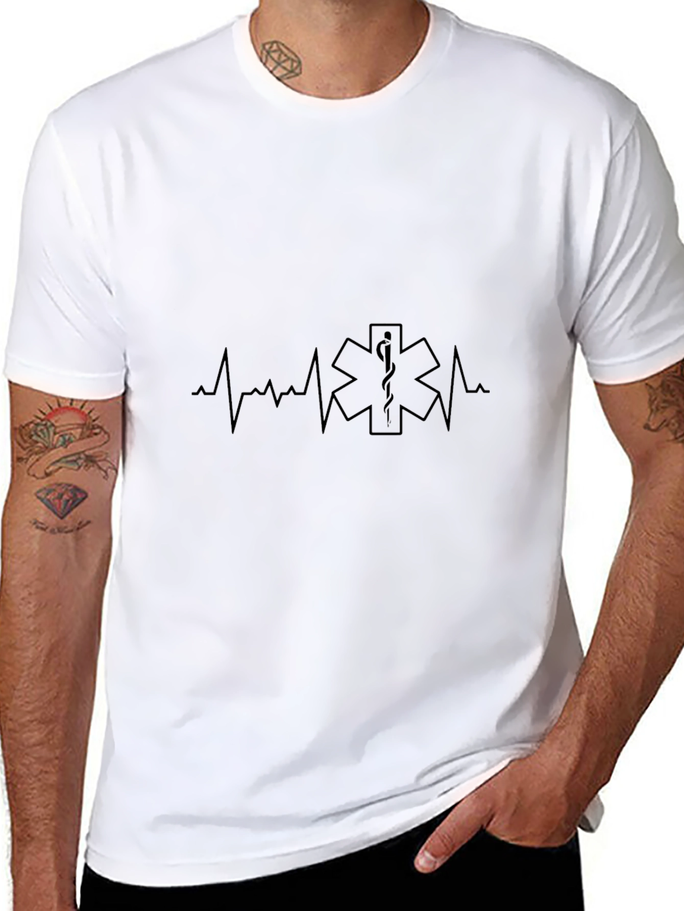 Black EKG Star of Life Graphic Tee