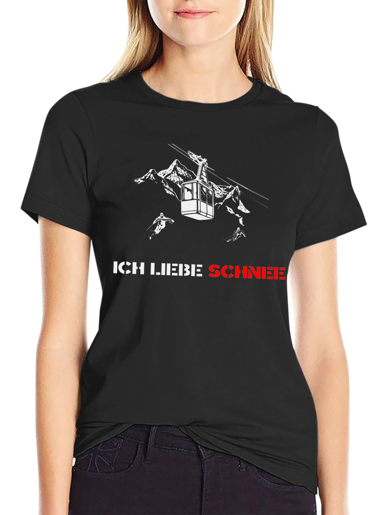 Ich Liebe Schnee Black T-Shirt
