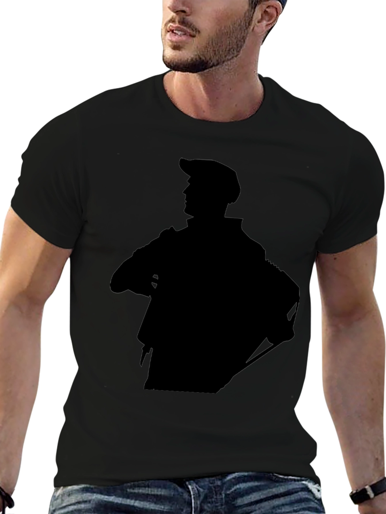Stylish Black Graphic Tee - Silhouette Design