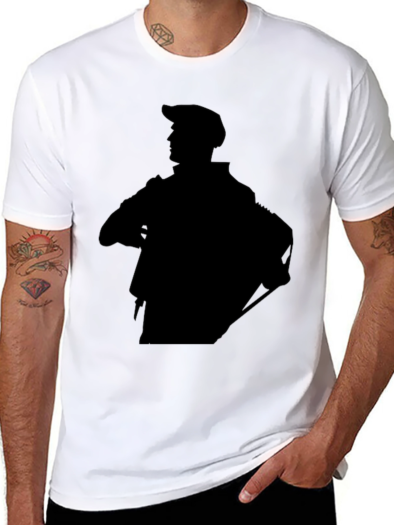 Stylish Black Graphic Tee - Silhouette Design