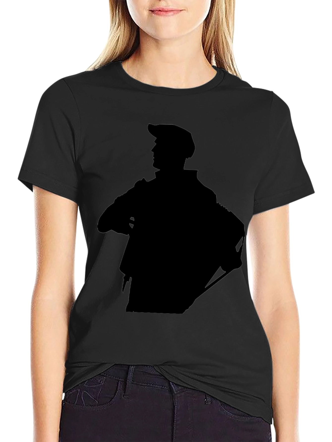 Stylish Black Graphic Tee - Silhouette Design