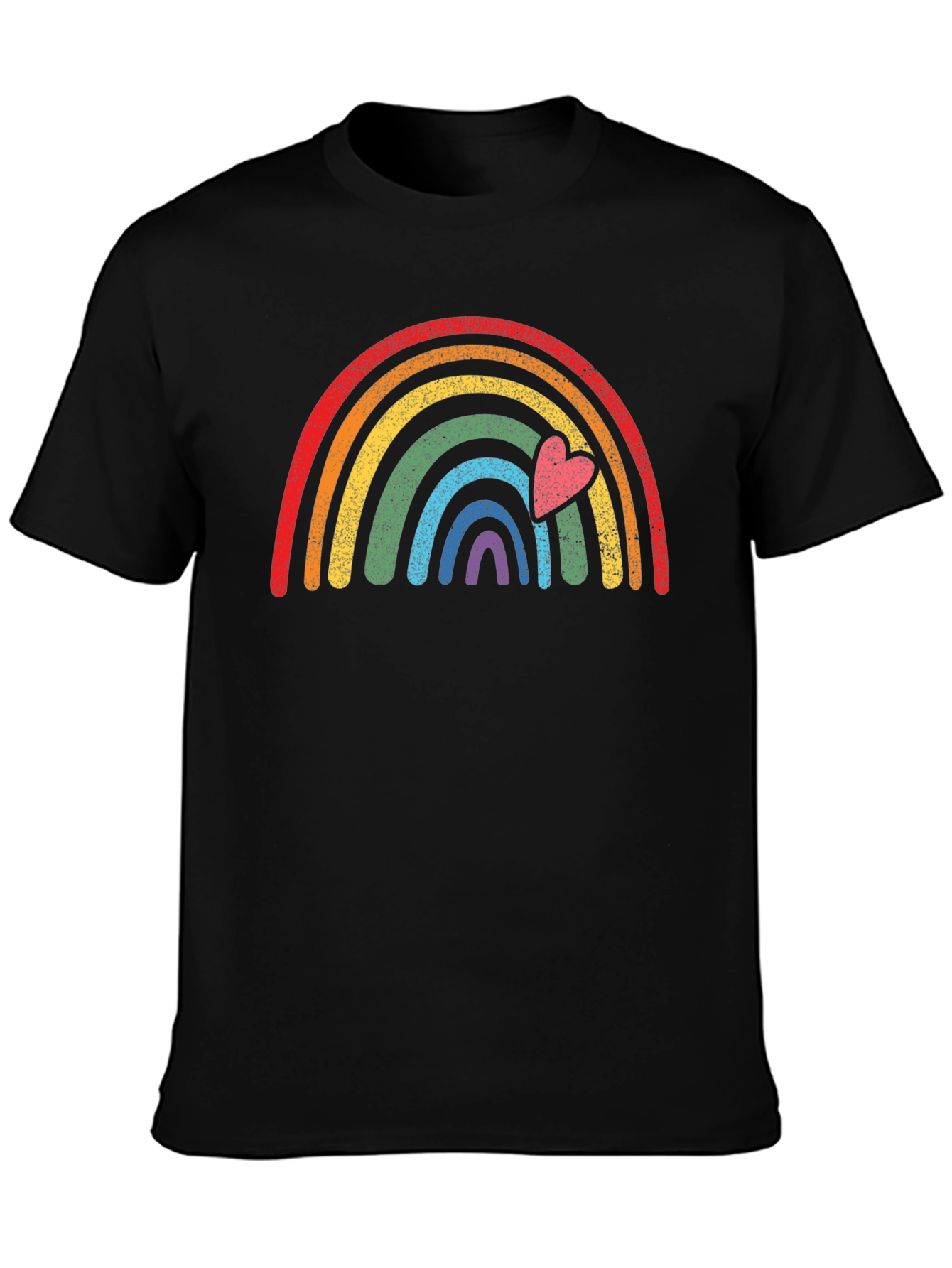 Rainbow Heart Graphic Tee - Black