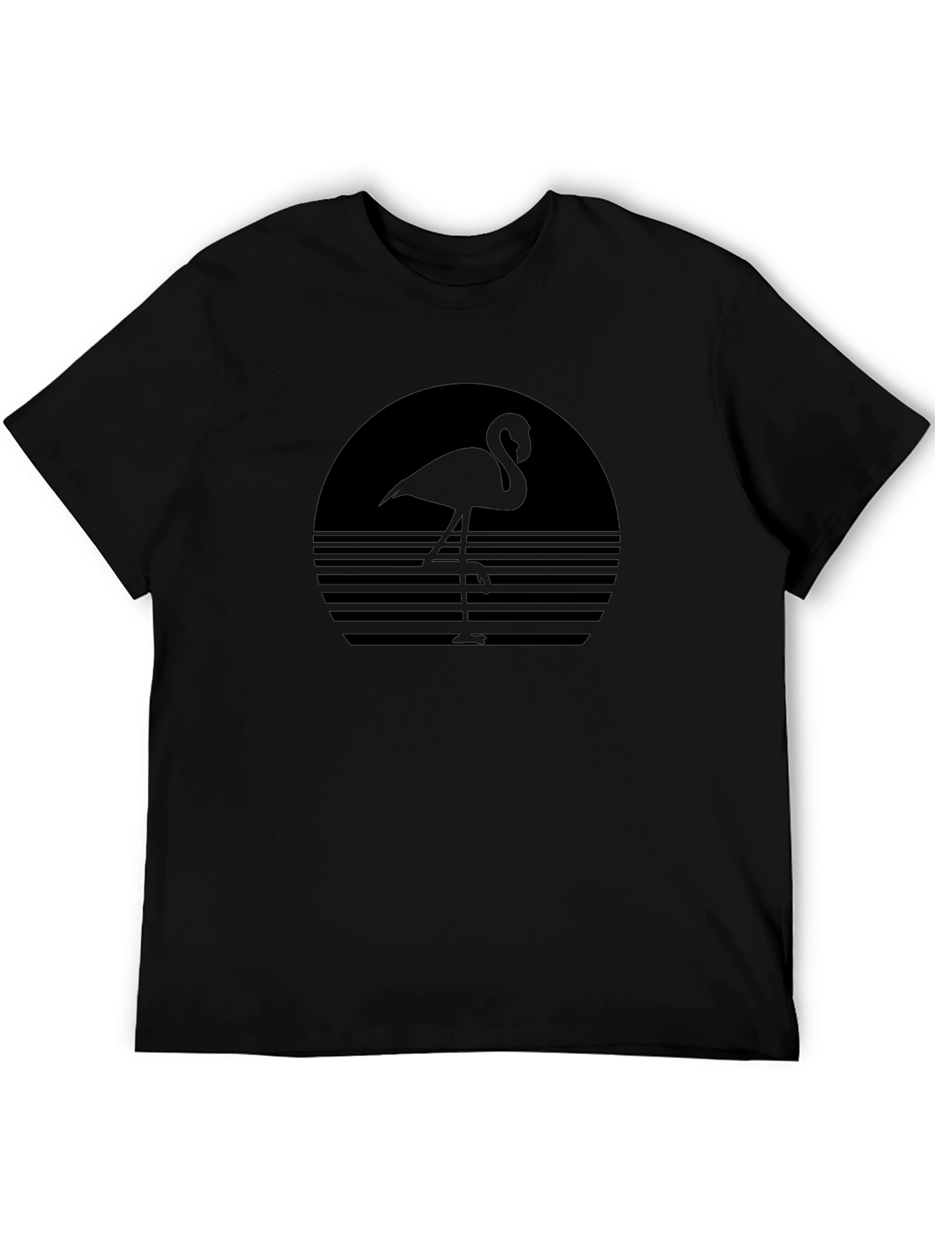 Retro Flamingo Sunset Black T-Shirt