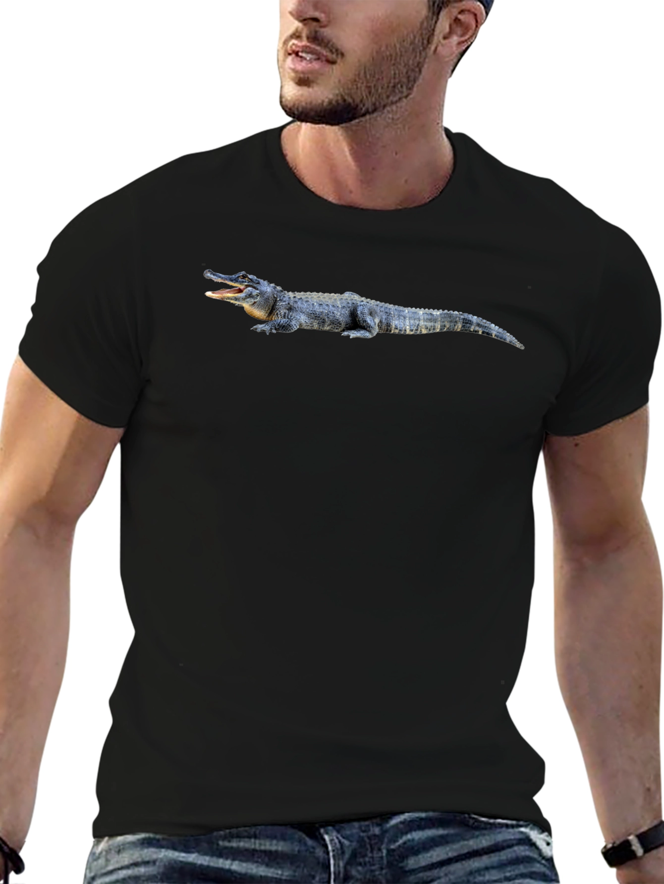 Alligator Graphic Tee - Black Cotton T-Shirt
