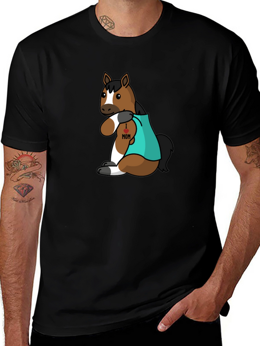 I Heart Mom Horse Tee - Unique Animal Cartoon T-Shirt
