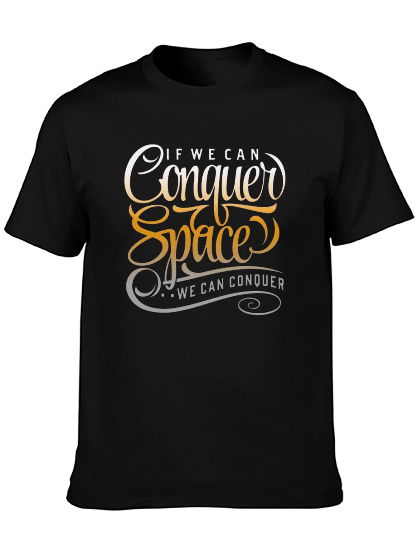 Conquer Space Graphic Print Black T-Shirt