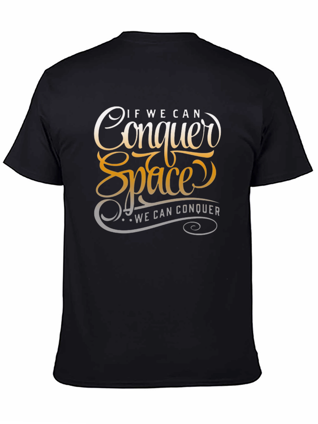 Conquer Space Graphic Print Black T-Shirt