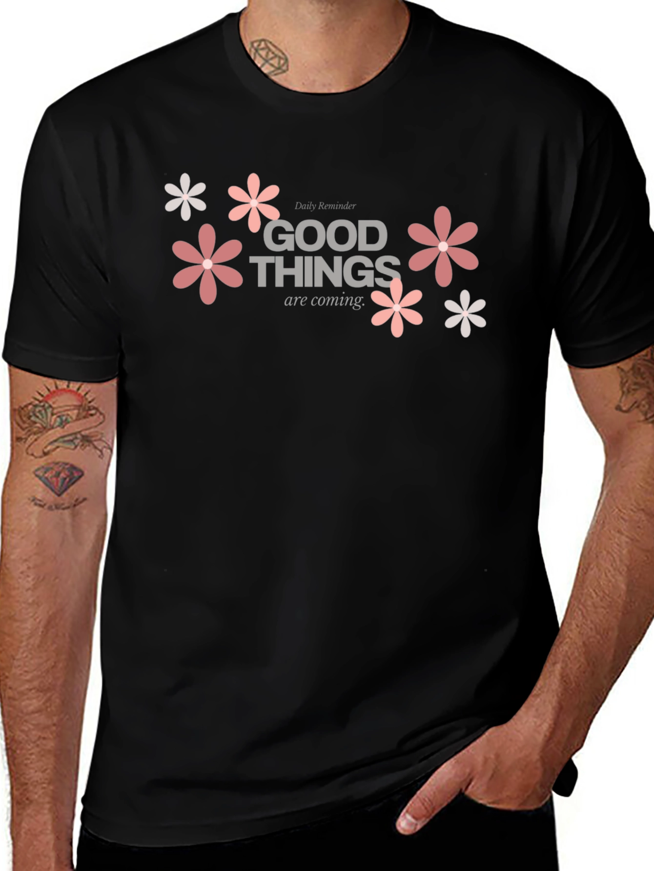Good Things Coming Floral Graphic Tee - Black